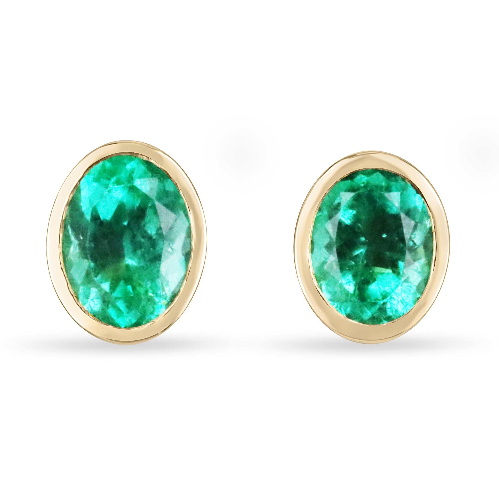 3.90tcw Vivid Oval Cut Bezel Set Diamond Earrings in 18K Gold - Elegant Jewelry for Weddings, Parties & Special Occasions