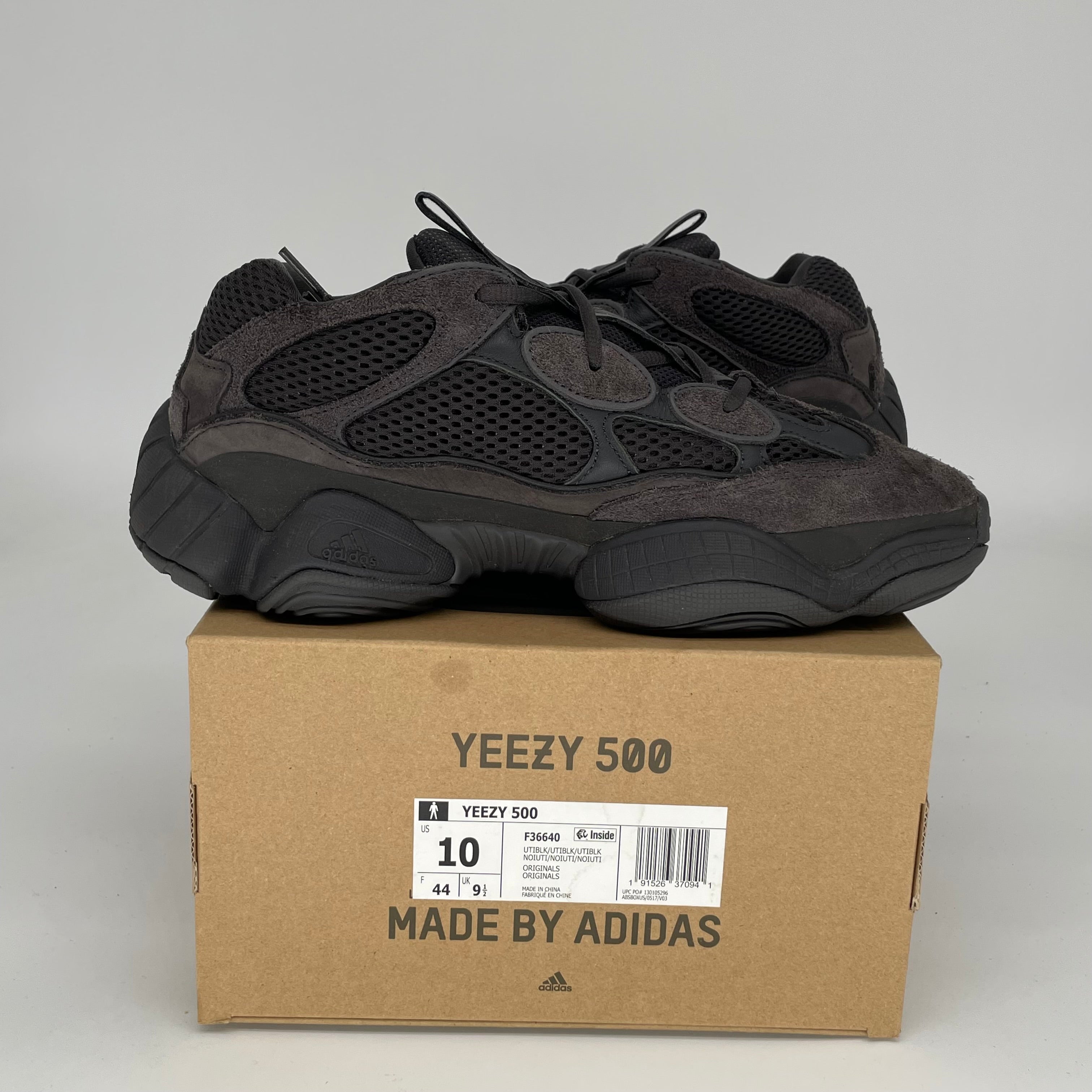 Adidas Yeezy 500 Utility Black Men's Sneakers - Size 10 (F36640) | Comfortable Running Shoes for Men, Casual Streetwear & Gym Workouts