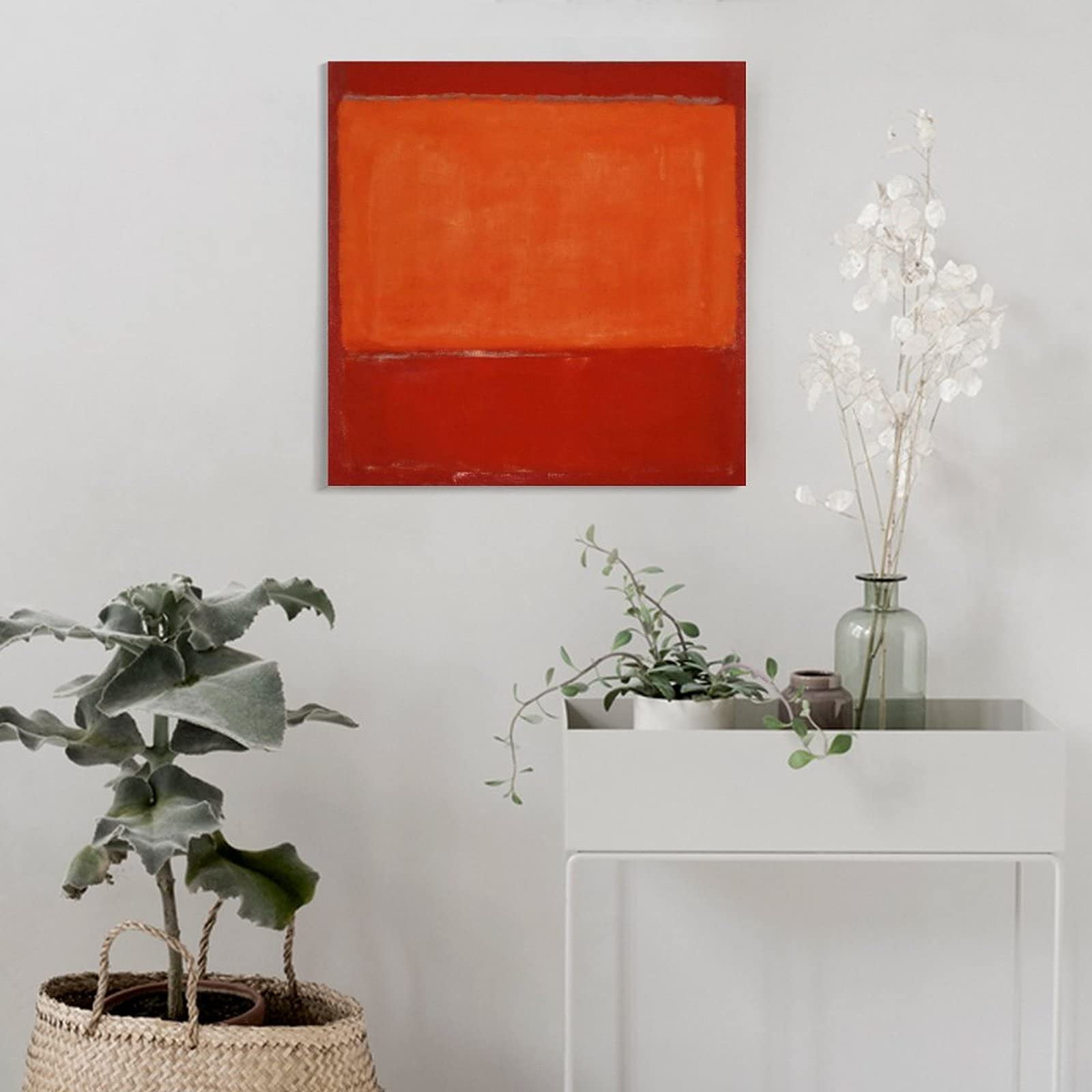 Mark Rothko Abstract Art Poster - Orange and Red on Red - 16x16 Inch (40x40cm) Canvas Wall Art for Living Room & Bedroom Decor - Modern Home & Office Painting