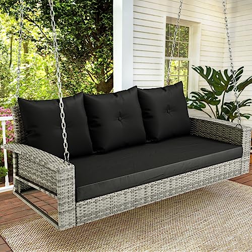 Gray Rattan Black Cushion