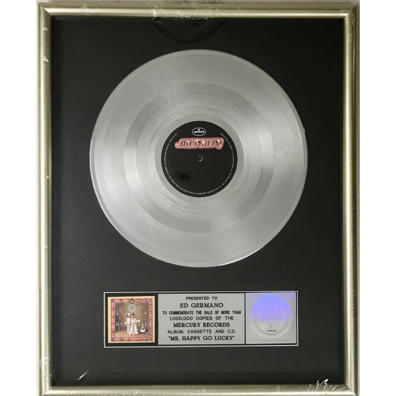 John Mellencamp Mr. Happy Go Lucky RIAA Platinum Album Award - Sealed Limited Edition Collectible Vinyl Record for Music Lovers & Display (Perfect for Home Decor, Music Room, or Gift for Rock Fans)