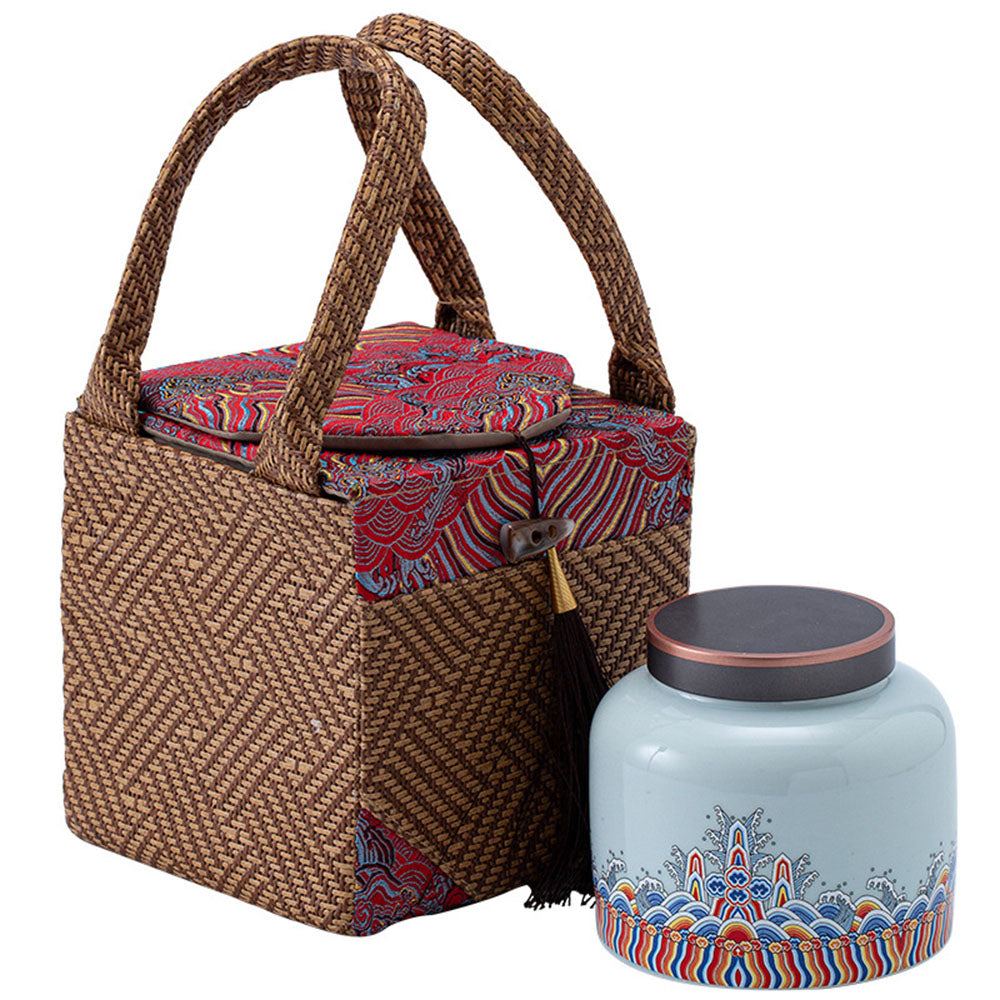 Premium Porcelain Tea Caddy with Elegant Gift Bag - Perfect for Loose Leaf Tea Storage & Luxury Gift Giving - Ideal for Tea Lovers, Home Decor, and Special Occasions