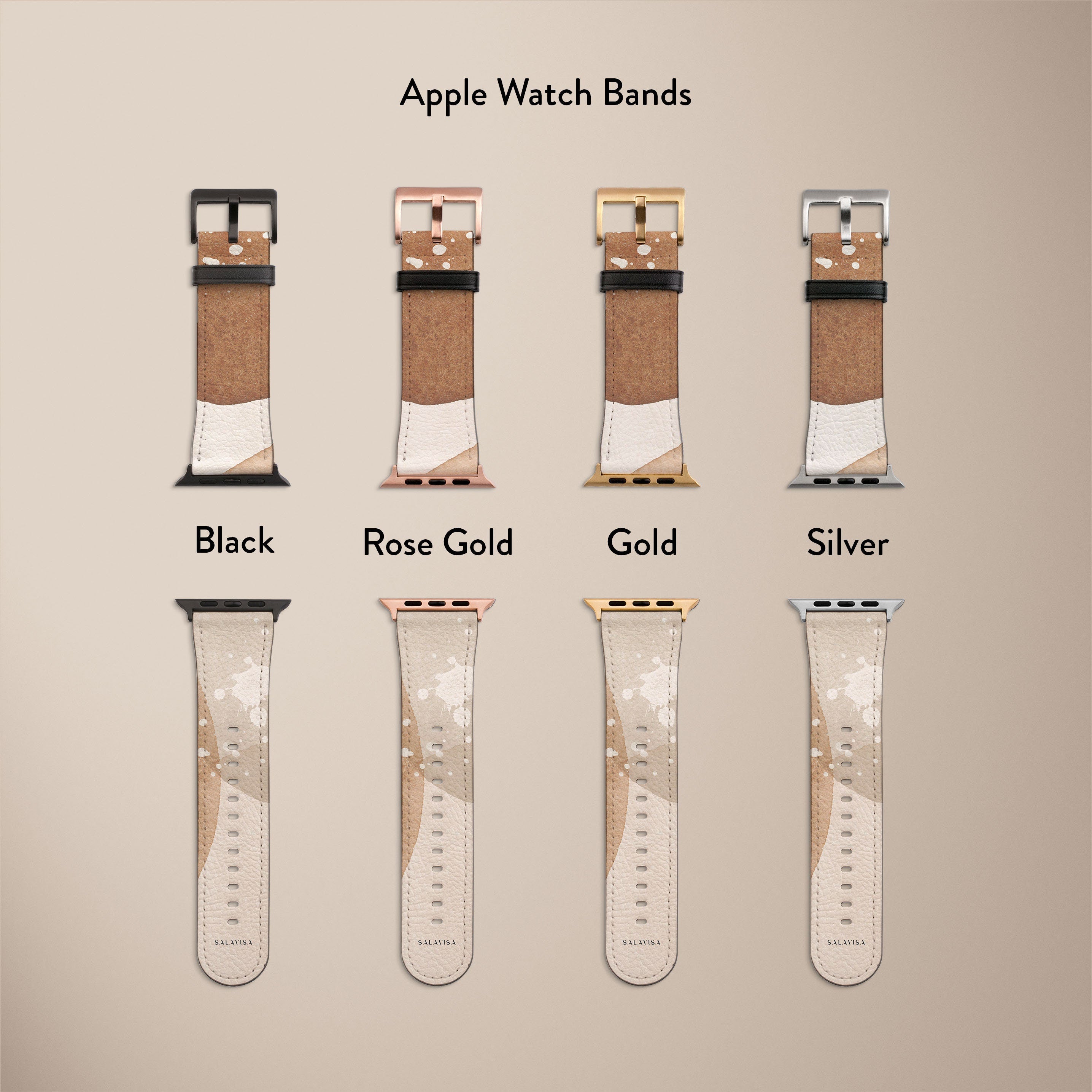 Beige Watercolor Art Watch Band - Adjustable Replacement Strap for Apple Watch, Fitbit & Samsung - Perfect for Casual, Office & Outdoor Activities