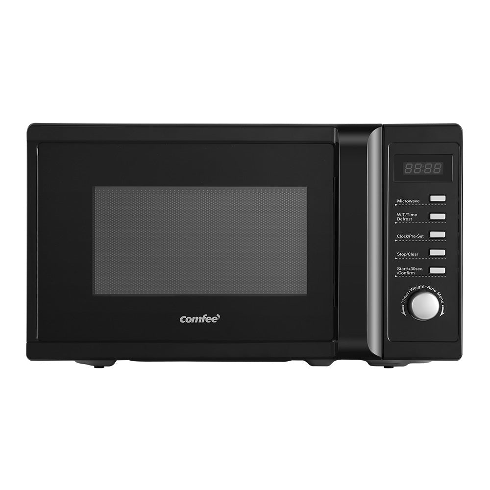 Comfee 20L 700W Black Microwave Oven for Kitchen - Compact Countertop Microwave with 10 Power Levels, Child Lock & Auto Menu - Perfect for Small Spaces, Dorms, Offices & Home Cooking