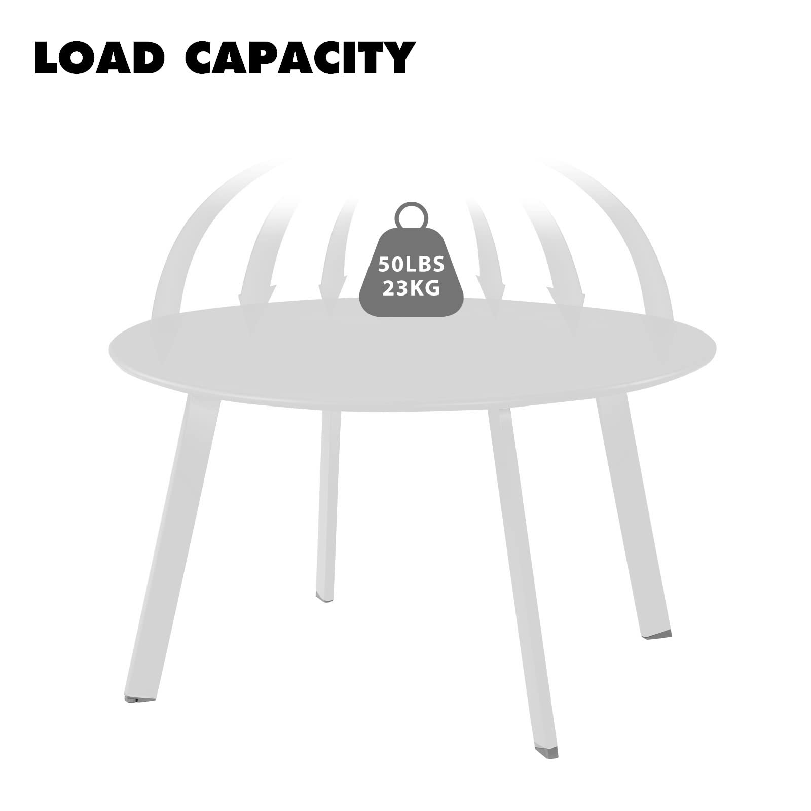 28-inch White Powder Coated Steel Round Outdoor Coffee Table - Durable Patio Side Table for Porch, Deck, Balcony & Poolside - Perfect for Lounging, Entertaining & Outdoor Relaxation