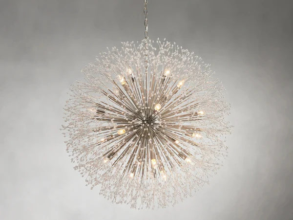 Dandelion Round Chandelier - Modern Crystal Ceiling Light Fixture for Dining Room, Living Room, Bedroom | Elegant Home Decor Lighting for Wedding, Hotel, Restaurant