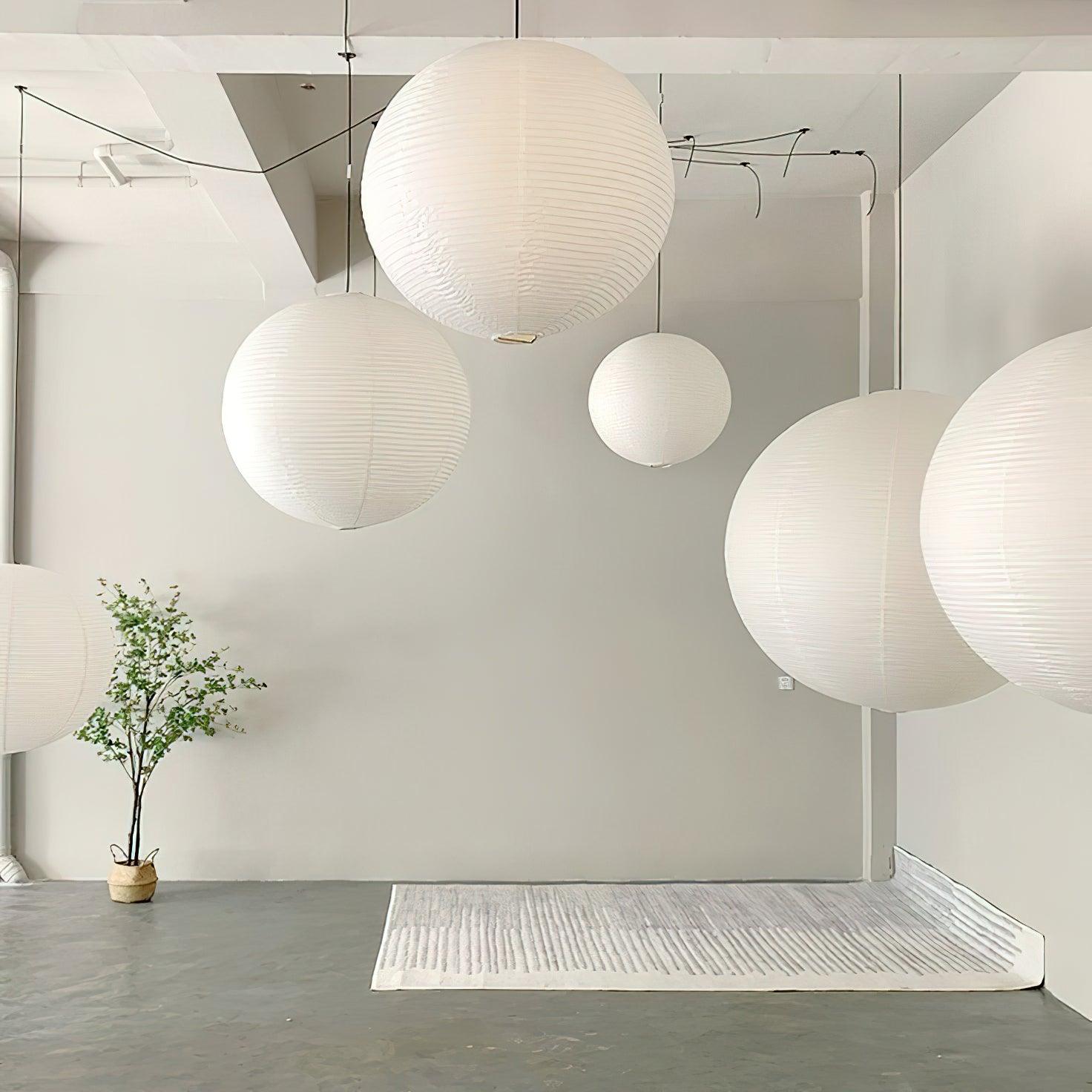 Akari Round Swag Light - Modern Hanging Pendant Lamp for Living Room, Bedroom & Dining Room - Stylish Indoor Ceiling Lighting Fixture for Home Decor
