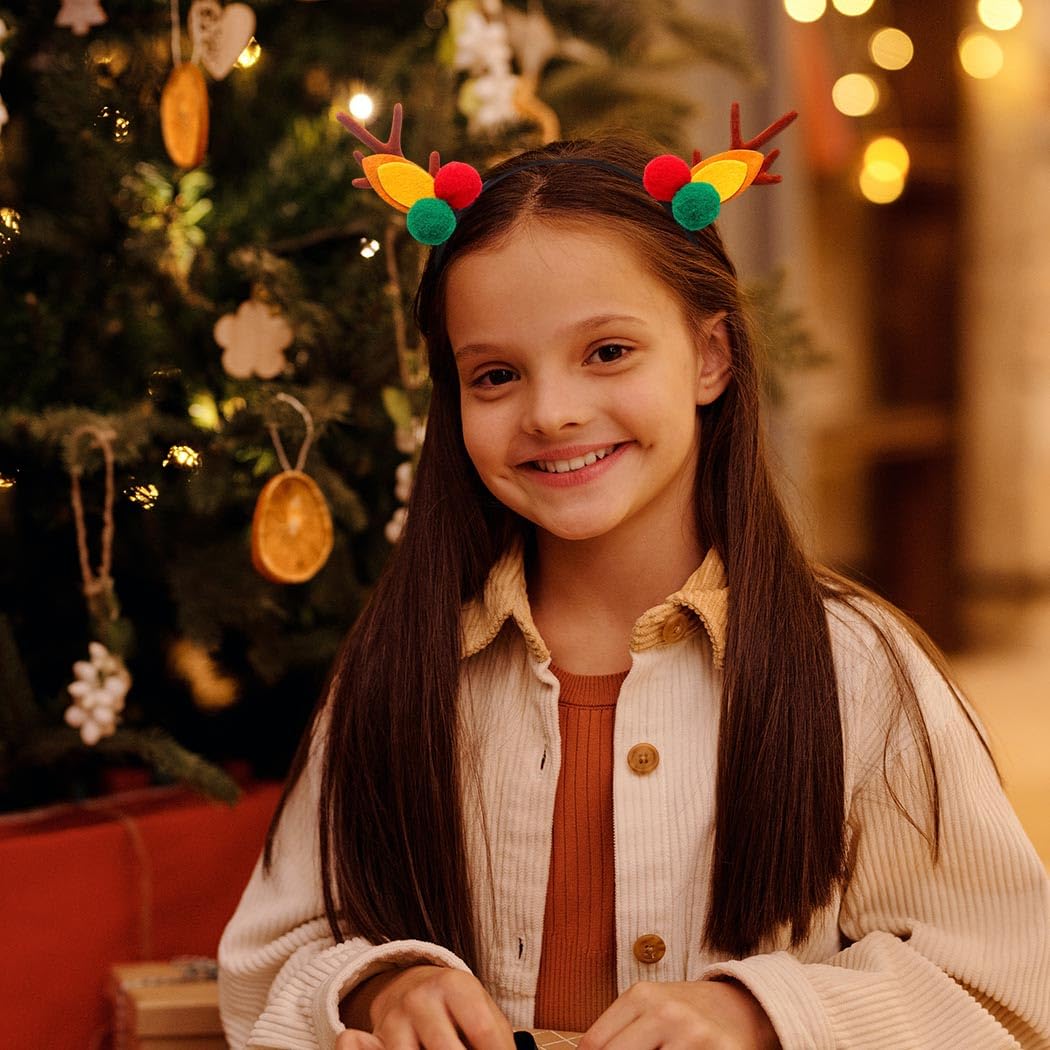 Festive Christmas Antlers Headband - Reindeer Ears Headpiece for Women & Girls (2-Pack) | Holiday Party Costume Accessory for Xmas, Halloween & Themed Events