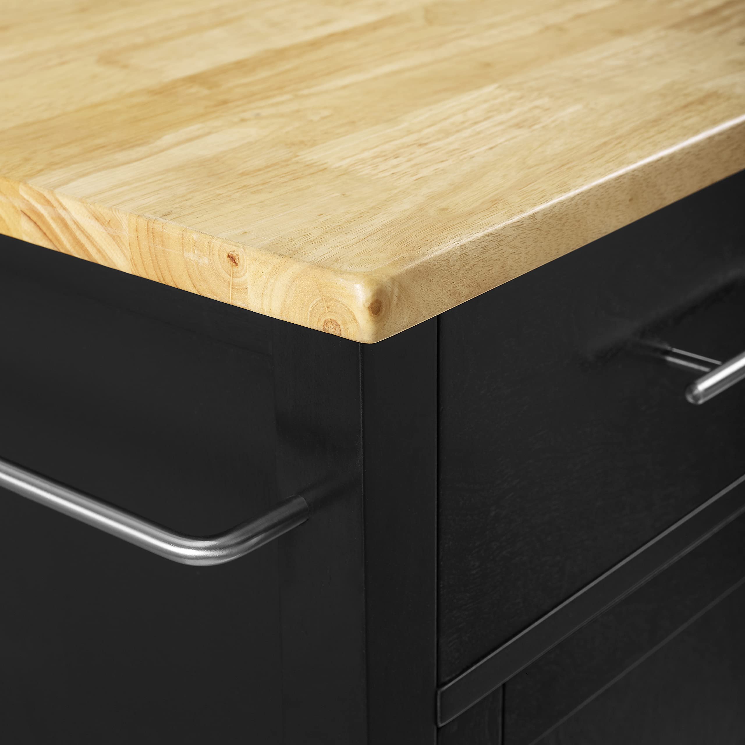 Crosley Savannah Drop Leaf Kitchen Island Cart with Wood Top, Spice Rack & Shelves - Black | Rolling Kitchen Cart for Small Spaces, Breakfast Nook & Apartment Living | Perfect for Storage & Food Prep