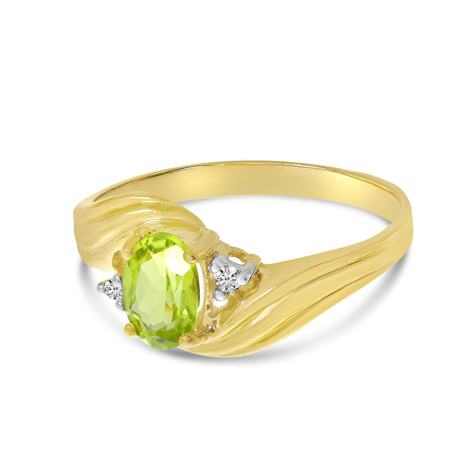 10K Yellow Gold Peridot and Diamond Ring for Women - Elegant Birthstone Jewelry for Engagement, Anniversary & Special Occasions