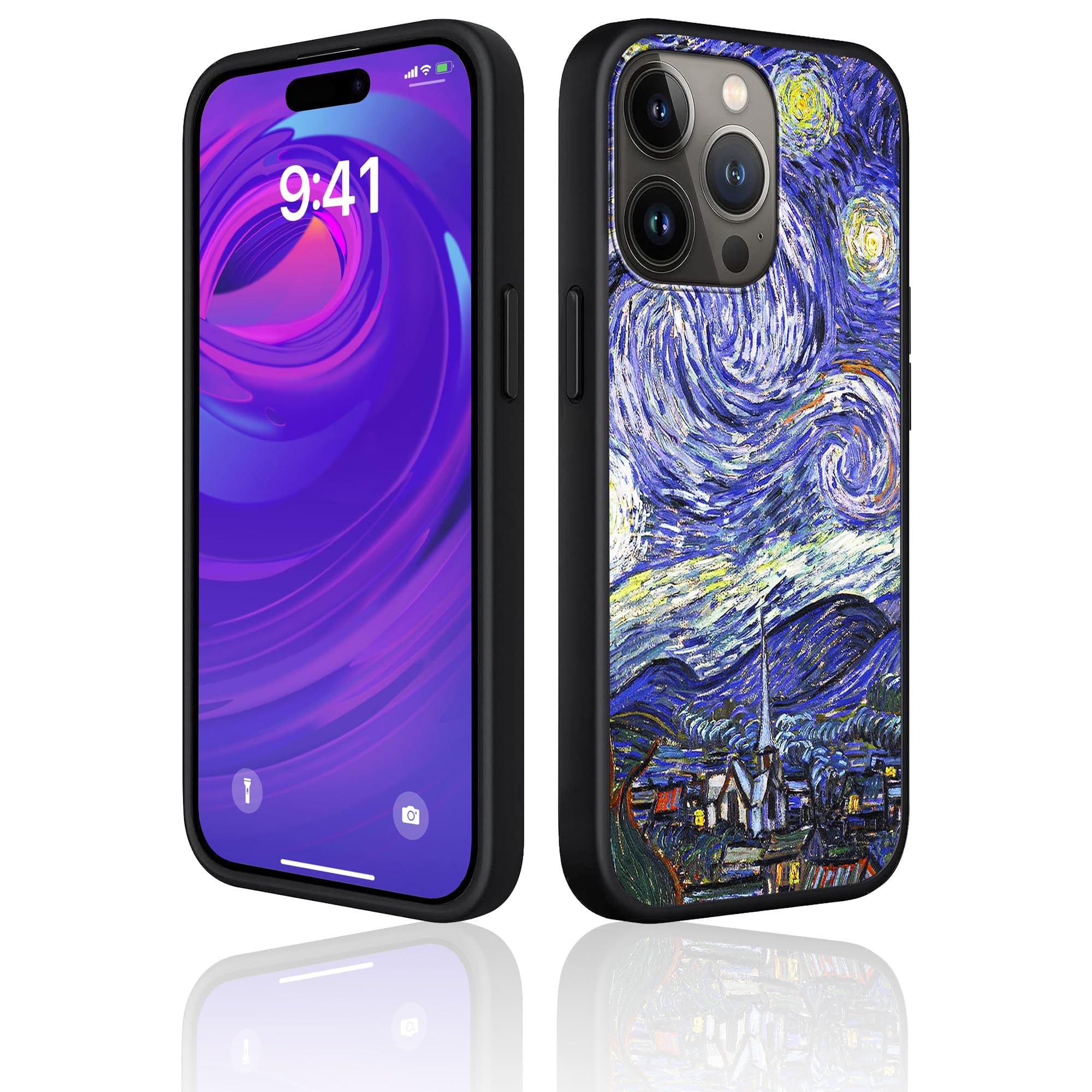 Van Gogh The Starry Night iPhone 15 Pro Case - Slim Soft Shockproof Protective Cover for Women & Girls | 6.1 Inch Artistic Phone Case for Everyday Use & Gift Giving