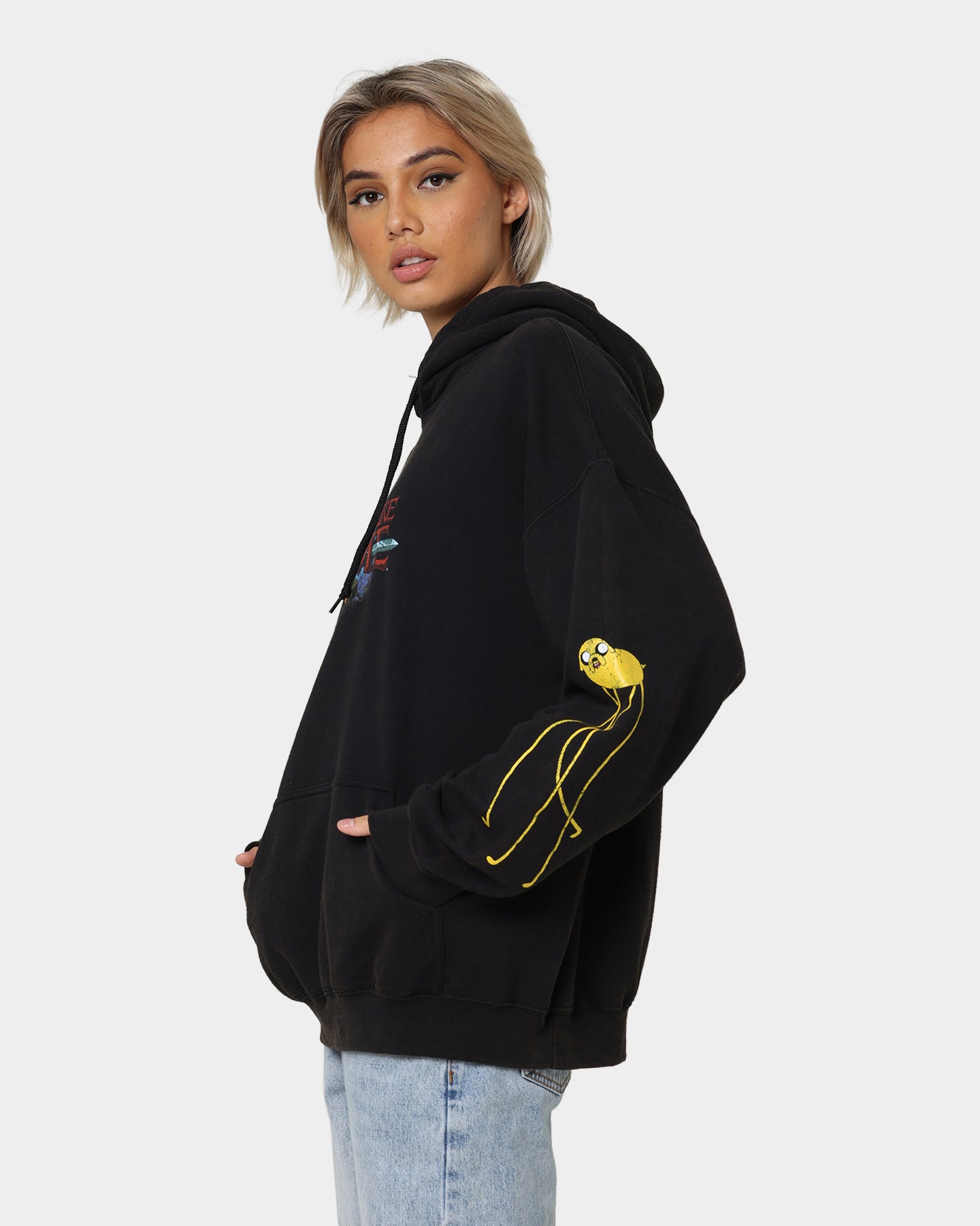 Adventure Time What Time Is It Vintage Hoodie - Black Wash Retro Pullover for Men & Women | Perfect for Casual Wear, Cosplay & Fan Gifts