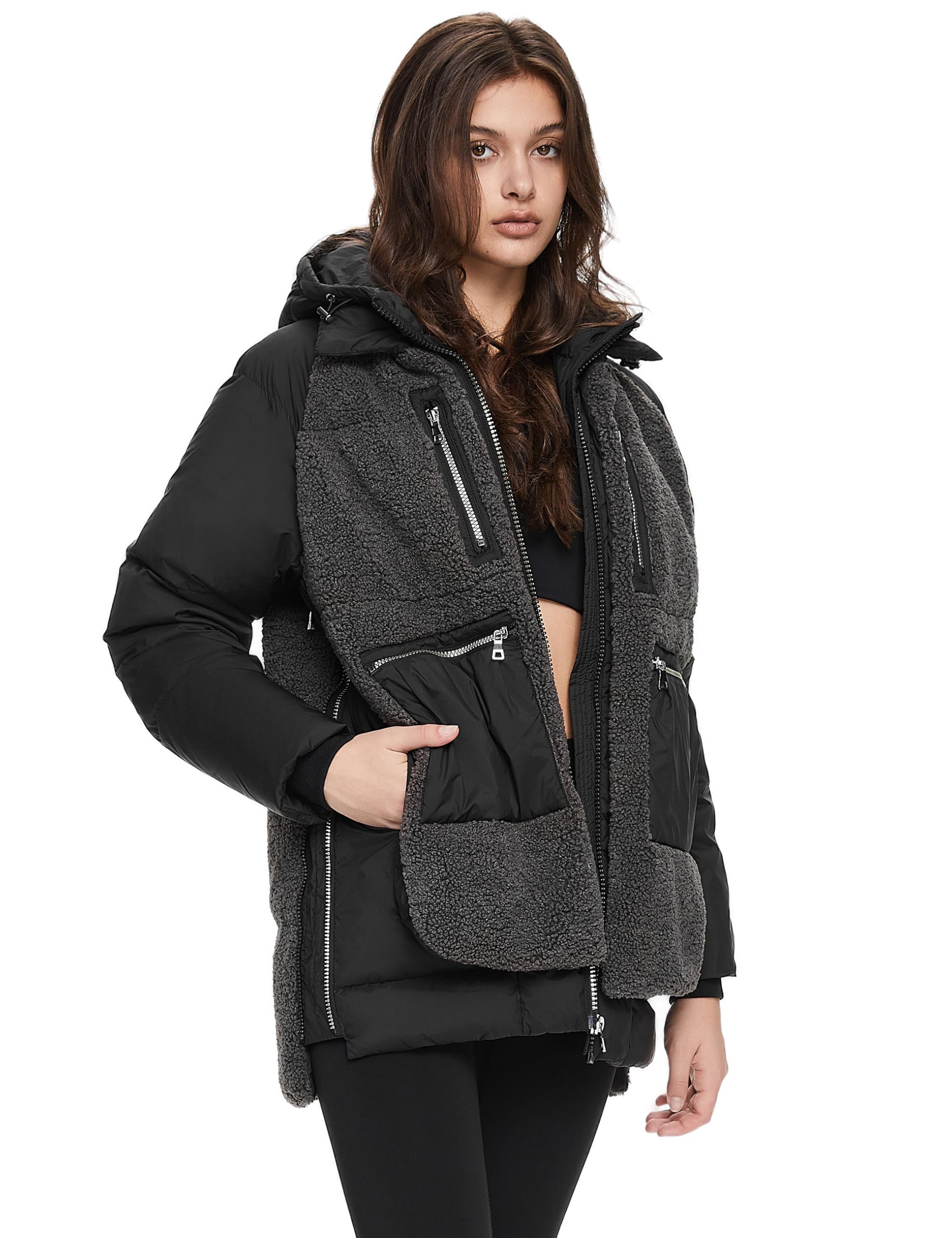 Orolay Women's Thickened Winter Down Coat - Windproof Hooded Puffer Jacket with 6 Pockets for Outdoor Activities, Skiing & Cold Weather Protection
