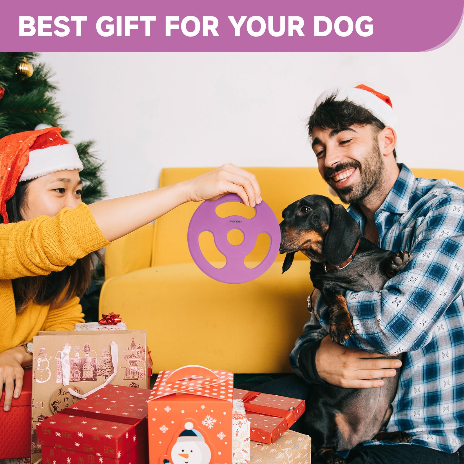 Natural Rubber Dog Toy for Fetch & Outdoor Play - 8.6 Inch Violet Flying Disc, Durable Interactive Chew Toy for Medium & Large Dogs - Perfect for Beach, Park & Backyard Games