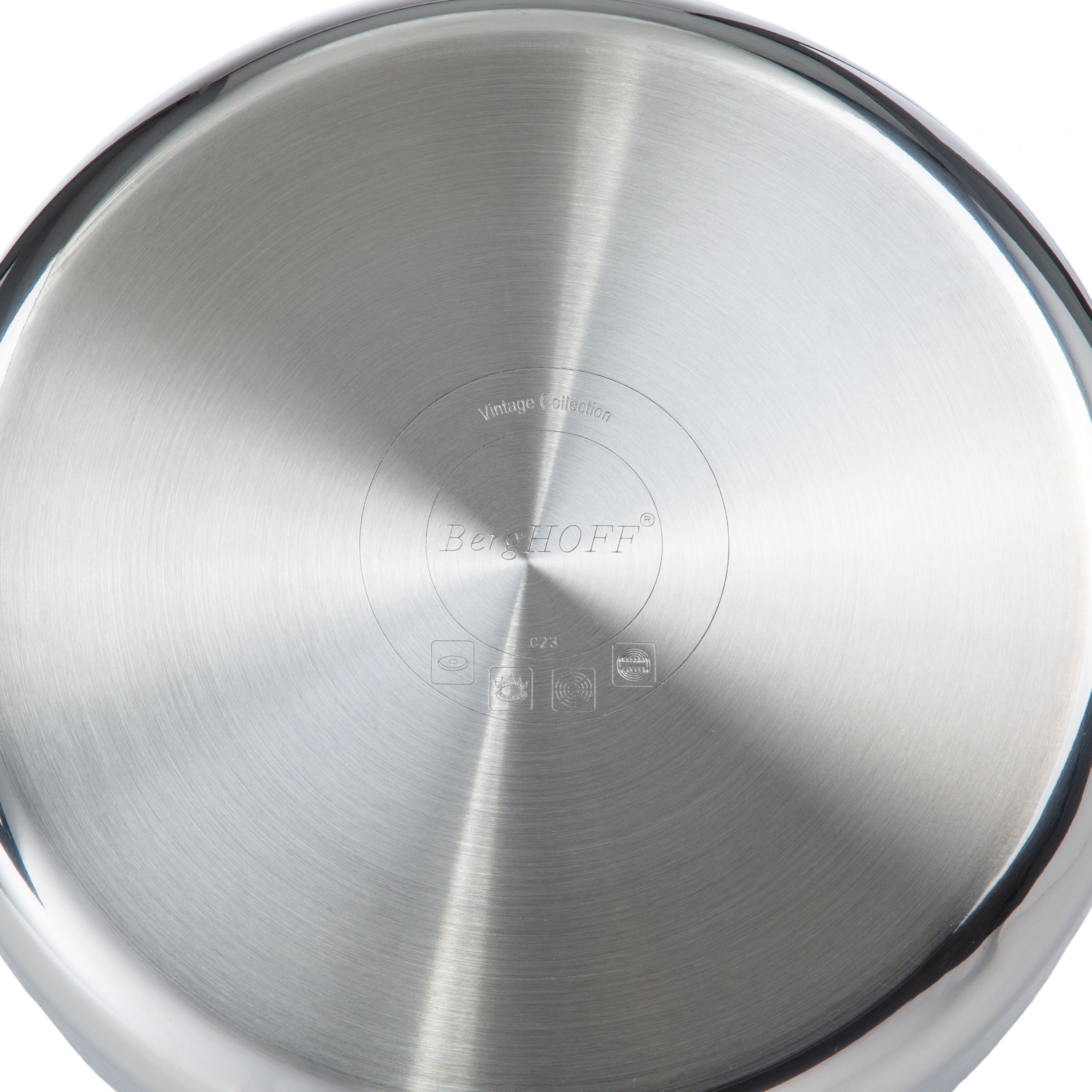 BergHOFF Vintage 10-Piece Tri-Ply 18/10 Stainless Steel Cookware Set with Lids - Hammered Finish for Professional Cooking & Home Kitchen Use