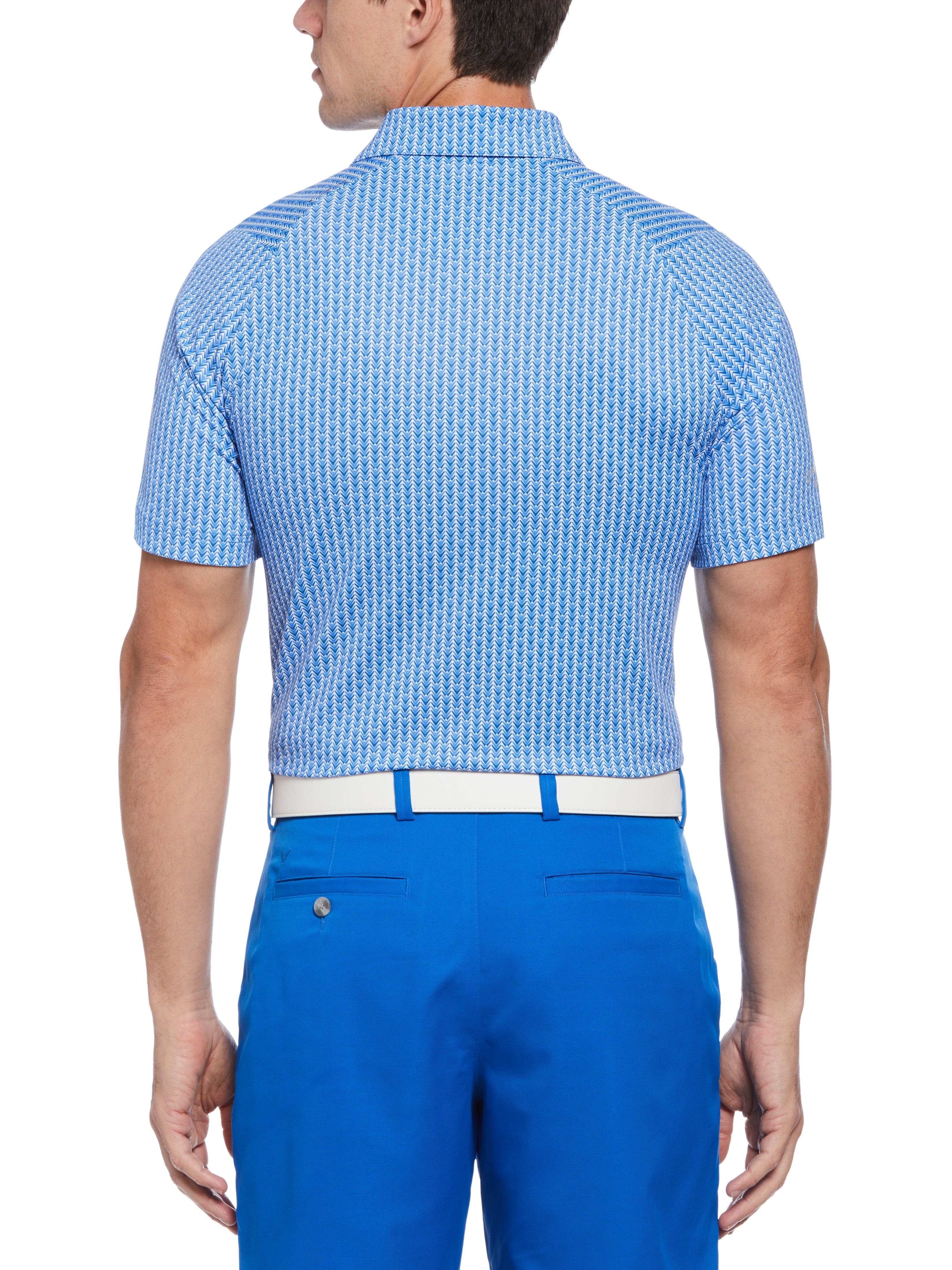 Men's Chevron Print Golf Polo Shirt - Breathable Performance Fabric for Golf, Casual Wear & Outdoor Activities