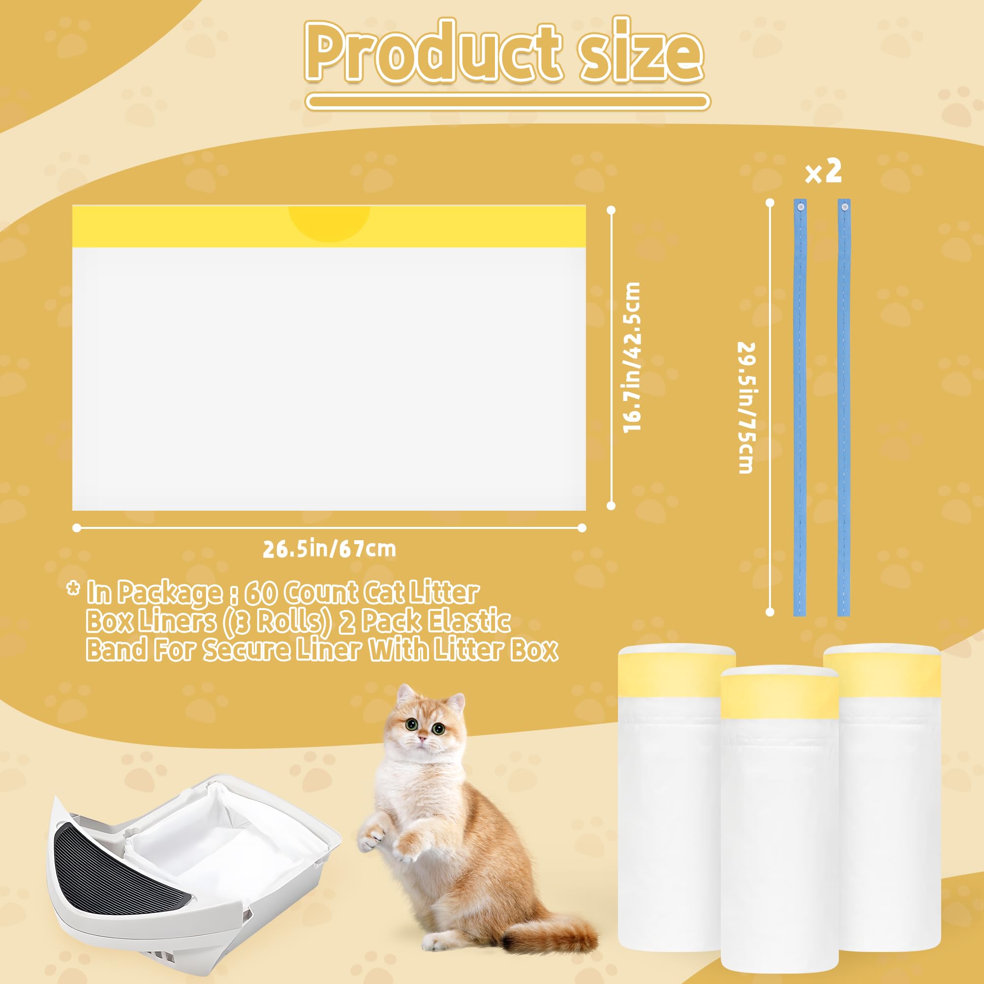 60 Count Heavy Duty Cat Litter Box Liners for Litter Robot 4 & 3 - 26.5