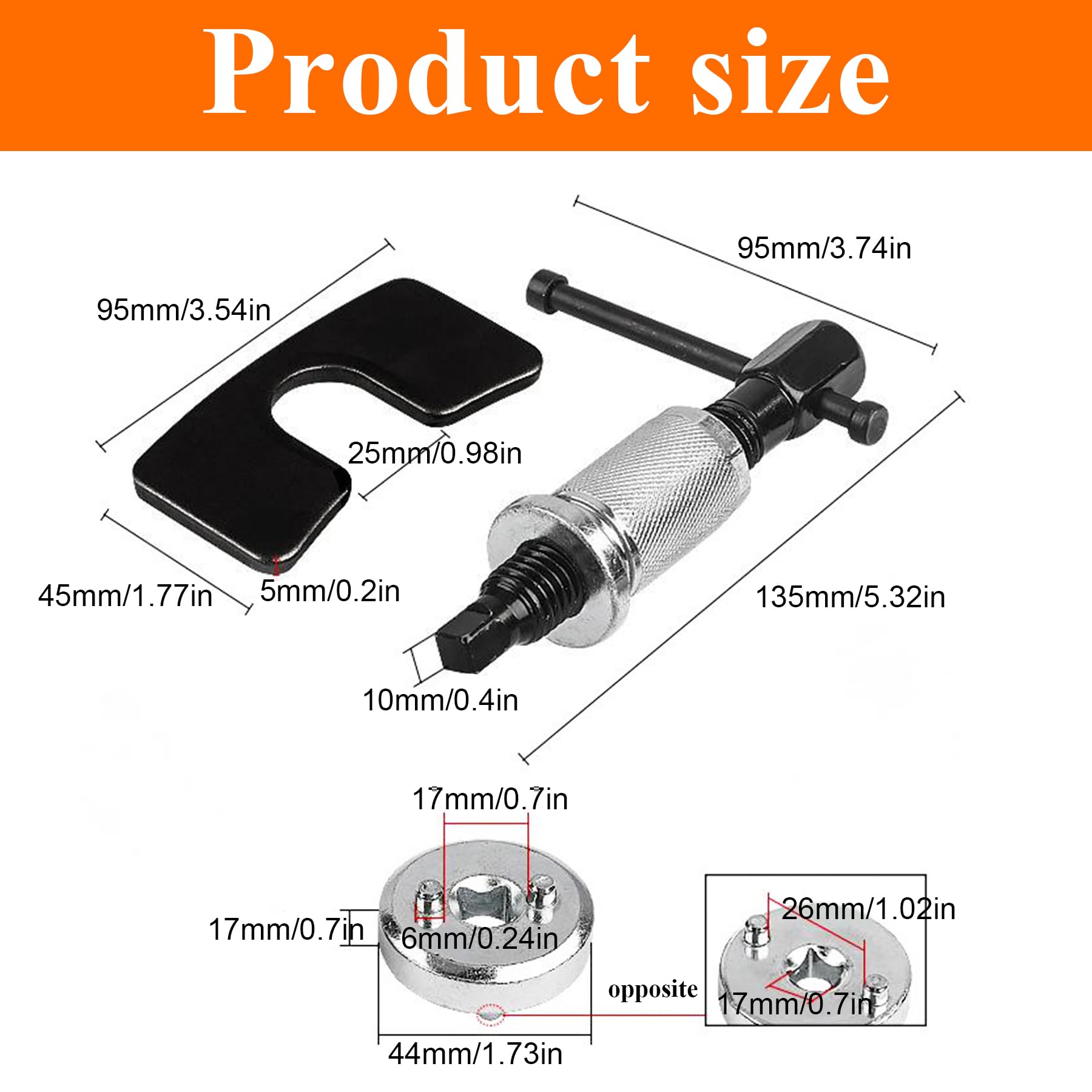 Brake Caliper Piston Rewind Tool - Professional Car Rear Brake Pad Wind Back Kit with Right Handle Set for Brake Caliper Service | Perfect for DIY Brake Pad Replacement & Automotive Repair