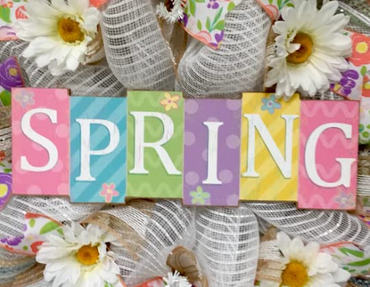 Handmade Pastel Spring Wreath with Daisies - Floral Deco Mesh Door Decor (24
