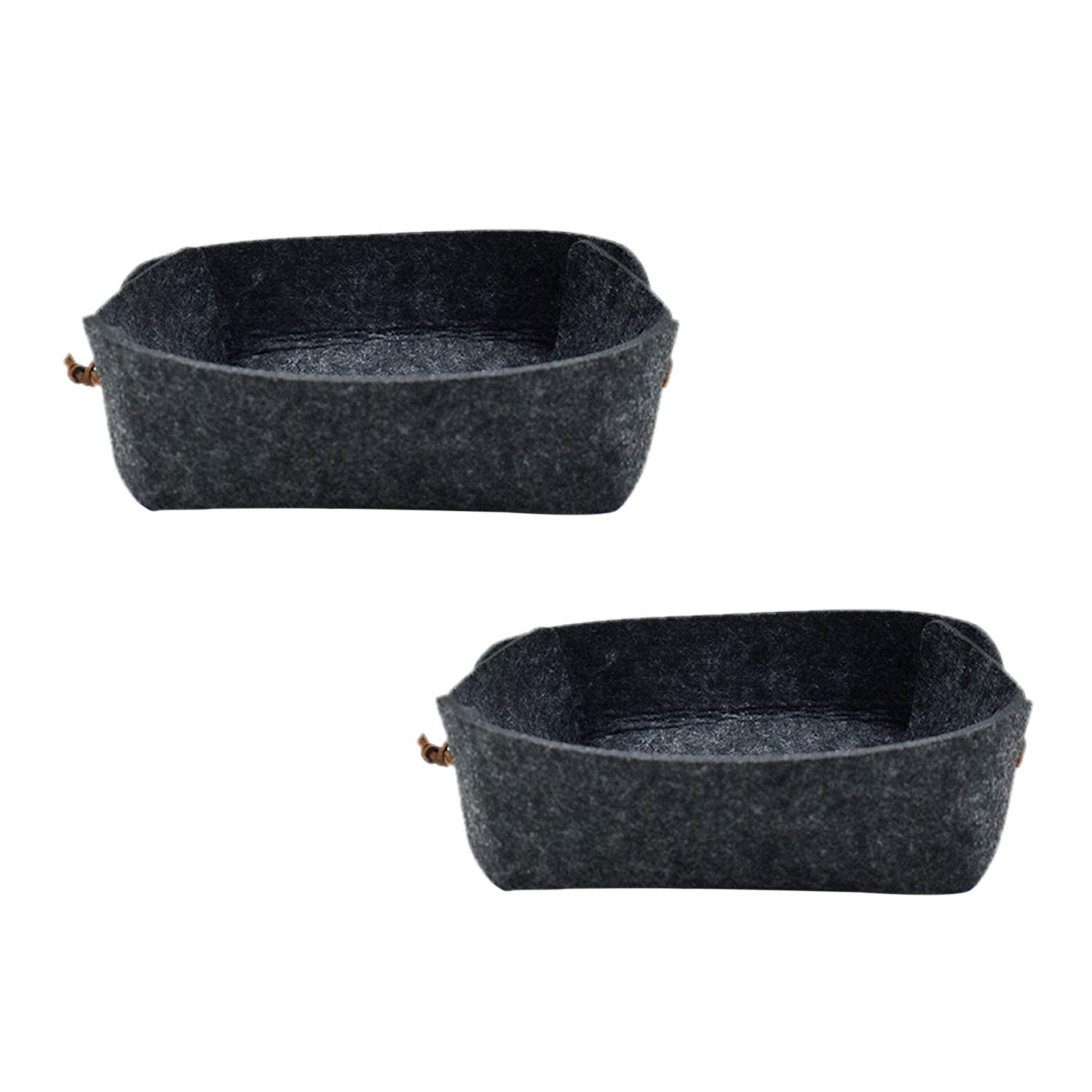 2 Pack Foldable Durable Felt Desktop Storage Basket Box - Home Office Desk Organizer for Jewelry, Keys, Phone, Wallet & Watches | Perfect for Bedroom, Bathroom Counter & Entryway Organization
