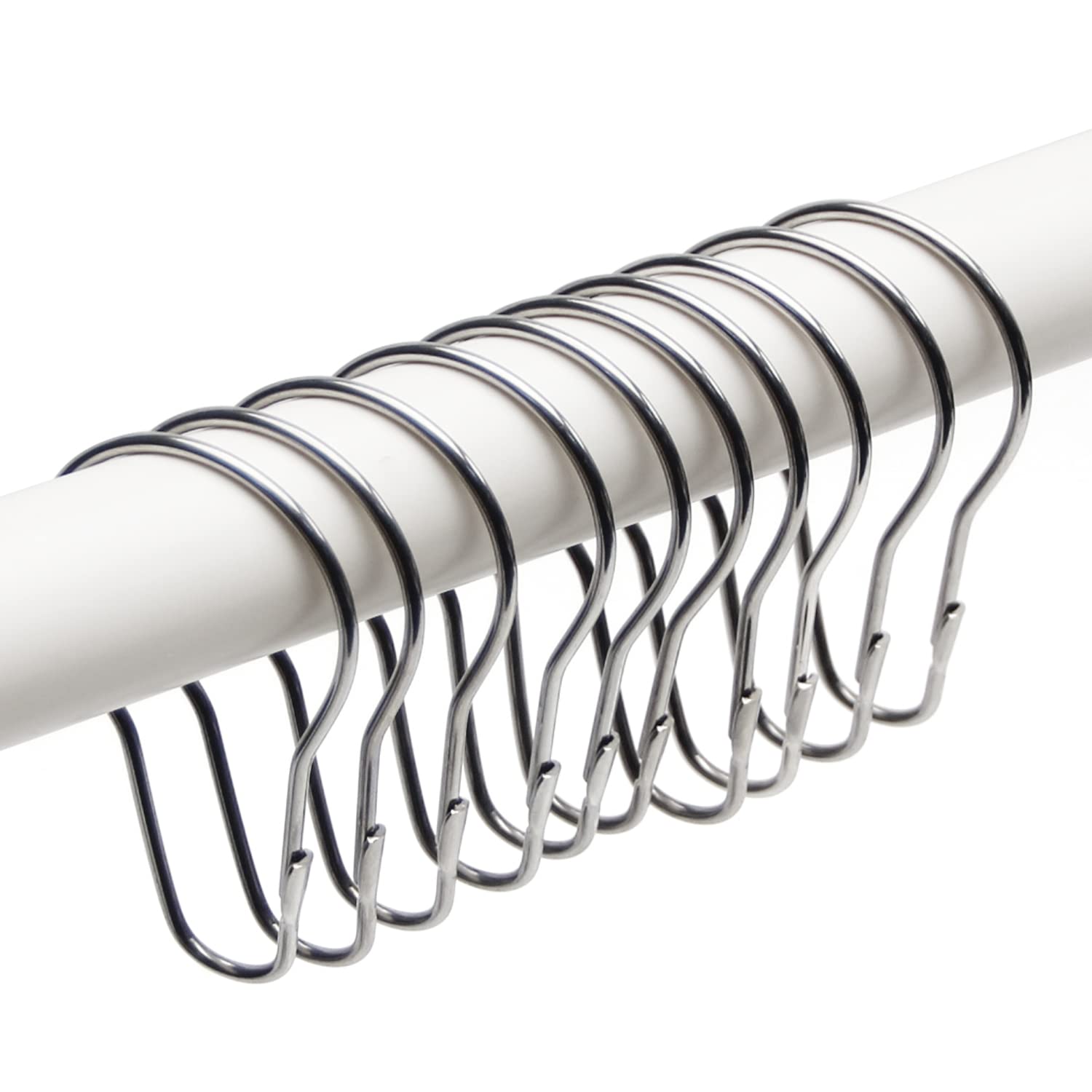 Premium MroMax Metal Shower Curtain Hooks - 10 Pack Rust-Resistant Bathroom Accessories for Shower Rods & Liners - Ideal for Home, Hotel, and Spa Bathroom Decor