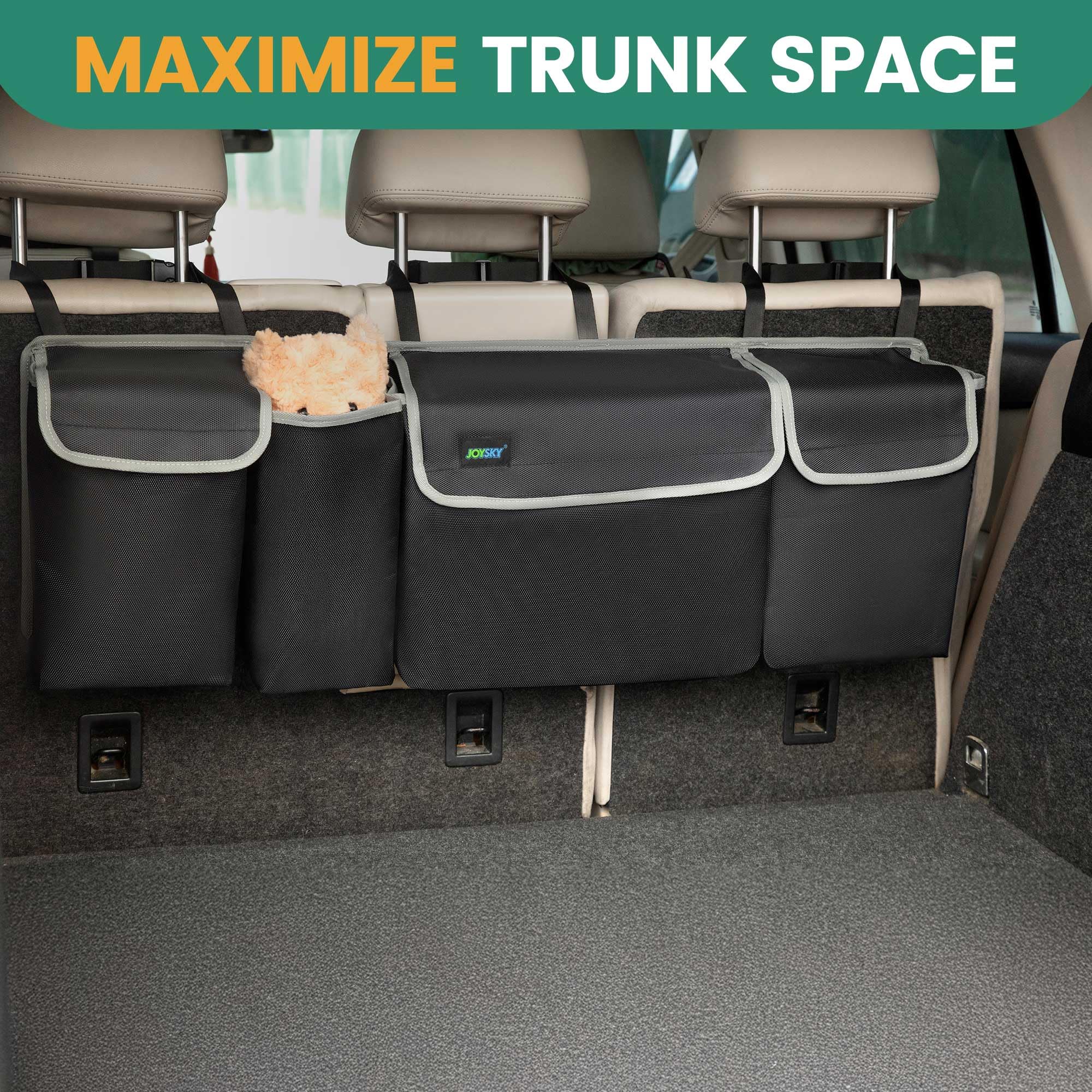 JOYSKY Car Trunk Organizer & Backseat Hanging Storage - Large Capacity SUV Organizer, Space-Saving Vehicle Accessories for Road Trips, Family Travel & Daily Commute