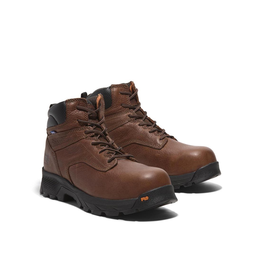 Titan EV 6 Inch Composite Toe SD10 Work Boots for Men - Brown Coffee Safety Shoes - Waterproof & Slip-Resistant for Construction, Warehouse & Outdoor Work