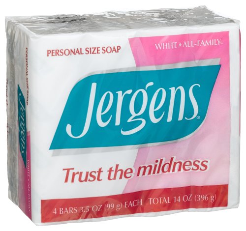 Jergens Moisturizing Bar Soap for Dry Skin, 3.5 oz (4-Pack) – Gentle Cleansing & Hydration for Face & Body – Perfect for Travel, Gym & Daily Use