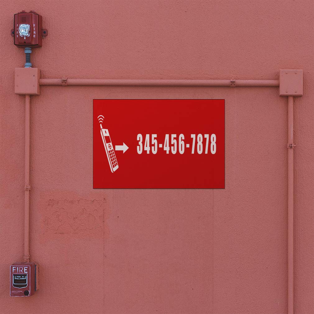 Custom Red Telephone Vinyl Decal - Business Contact Number Door Sticker 20x14 Inches - Perfect for Storefronts, Offices & Home Decor