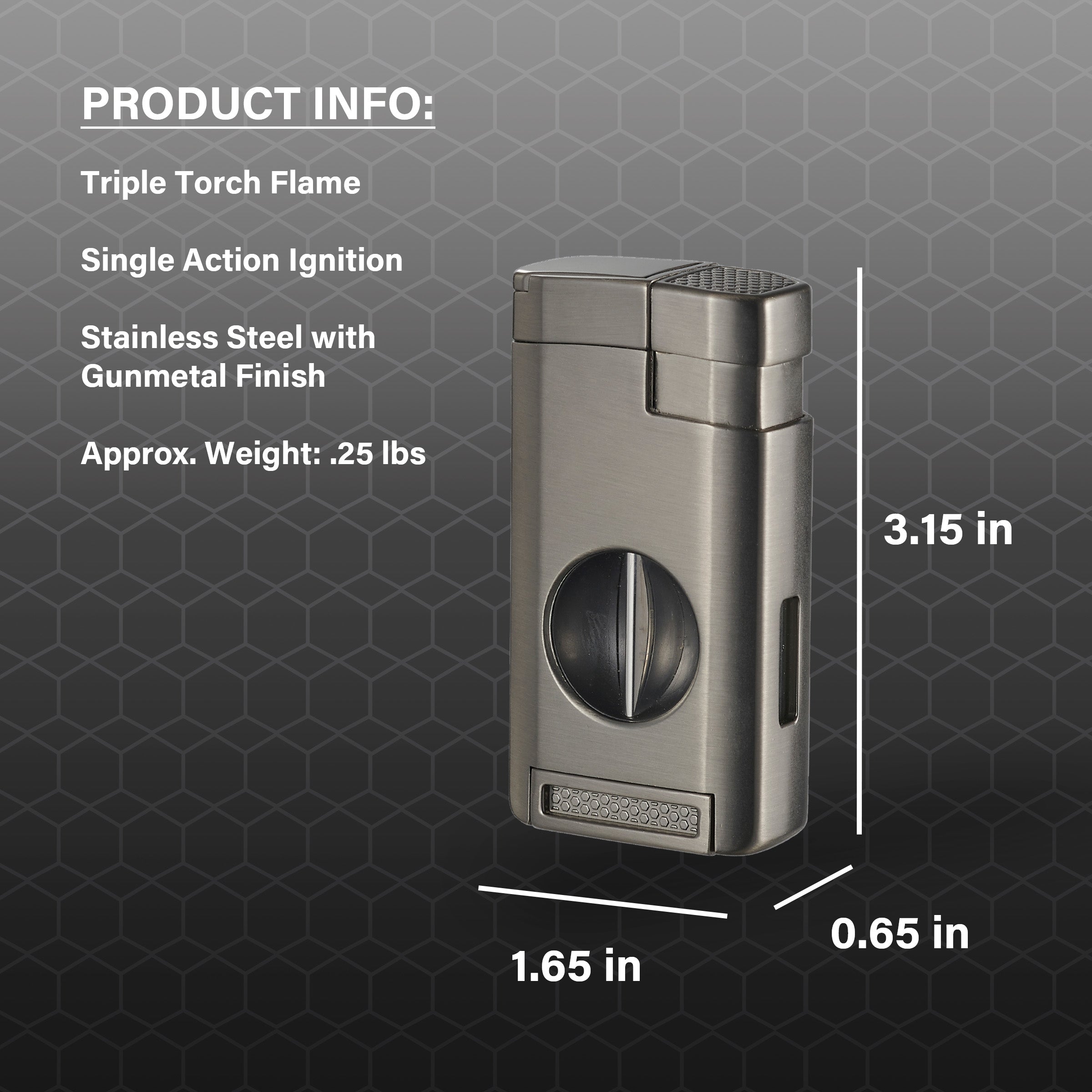 Premium Visol Kamet V Cutter Gunmetal Triple Torch Cigar Lighter - Perfect for Cigar Aficionados, Outdoor Enthusiasts & Special Occasions