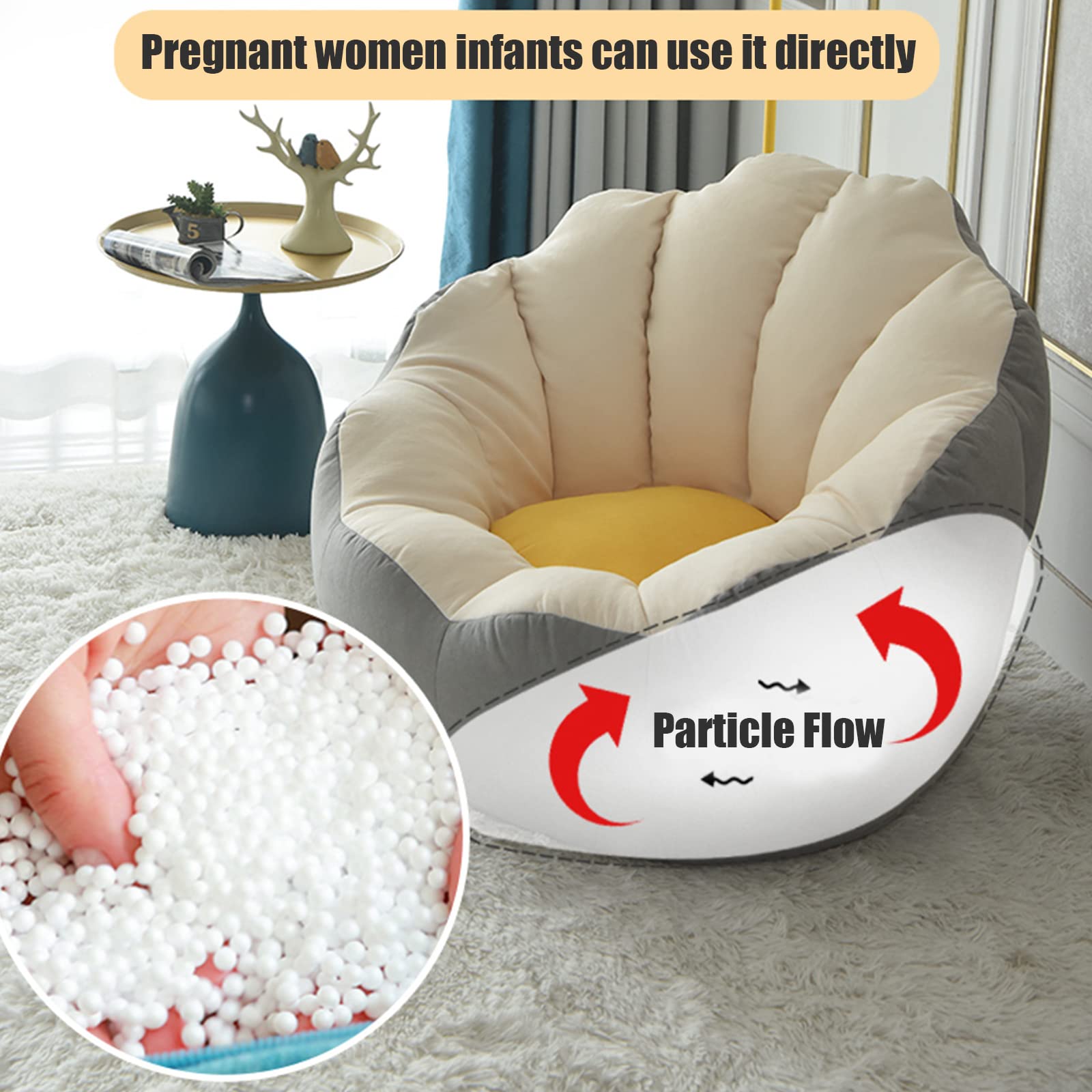DSHOME Petal-Shaped Bean Bag Chair with Removable Cotton Cover & Foot Stool - Ultra Soft Comfy Pouf Sofa for Reading, Gaming, and Relaxing in Bedroom or Living Room