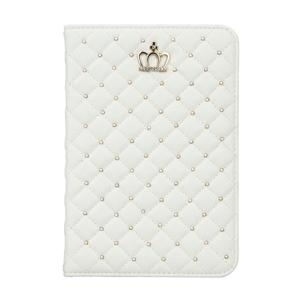 Premium PU Leather Shockproof Case for iPad Mini 1/2/3 (7.9 Inch) - Diamond Crown Design, Heavy Duty Protection with Smart Stand | Perfect for Work, Travel & Daily Use (White)