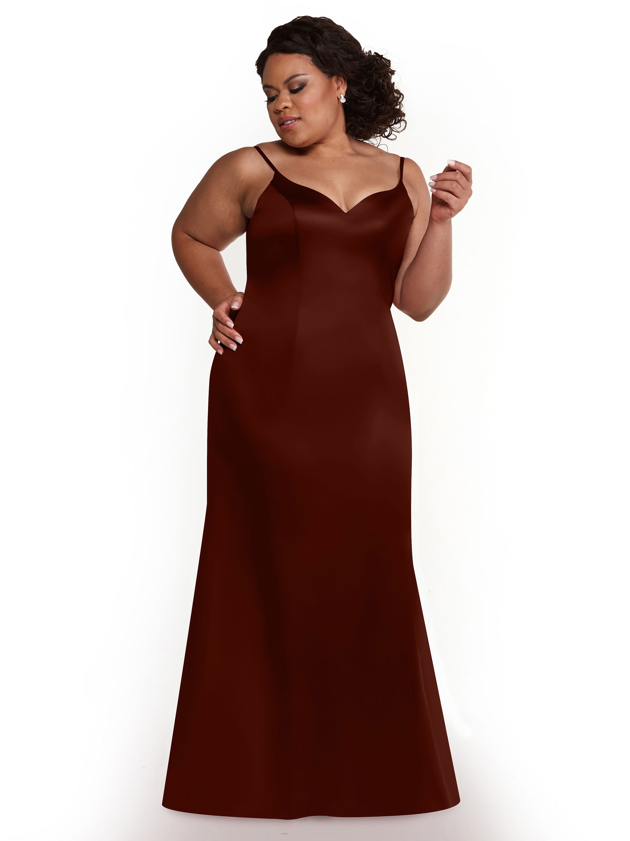 Elegant Fit and Flare Satin Bridesmaid Dress with Thigh High Slit - Perfect for Weddings, Prom, and Formal Events