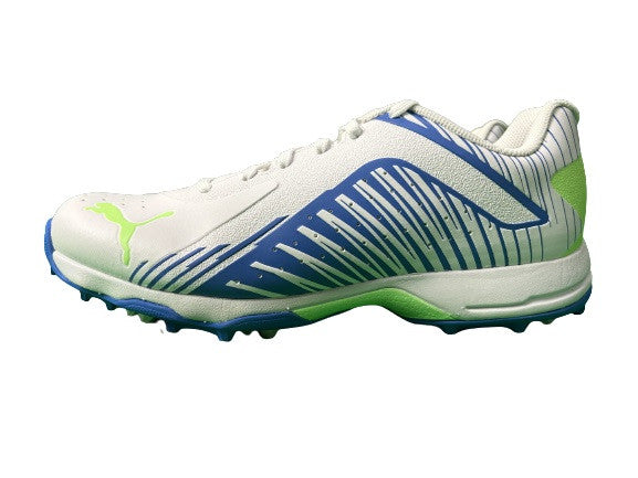 Puma 22 FH VK Rubber Cricket Shoes for Men - White Black Bluemazing (2023 Edition) - Perfect for Cricket Matches & Training Sessions