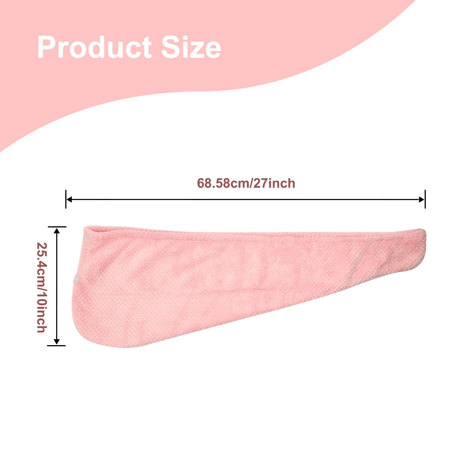Fast Drying Microfiber Hair Towel with Button Closure for Women - Soft Twist Hair Turban Wrap for Wet, Curly, Long & Thick Hair - Perfect for Post-Shower, Salon & Travel Use