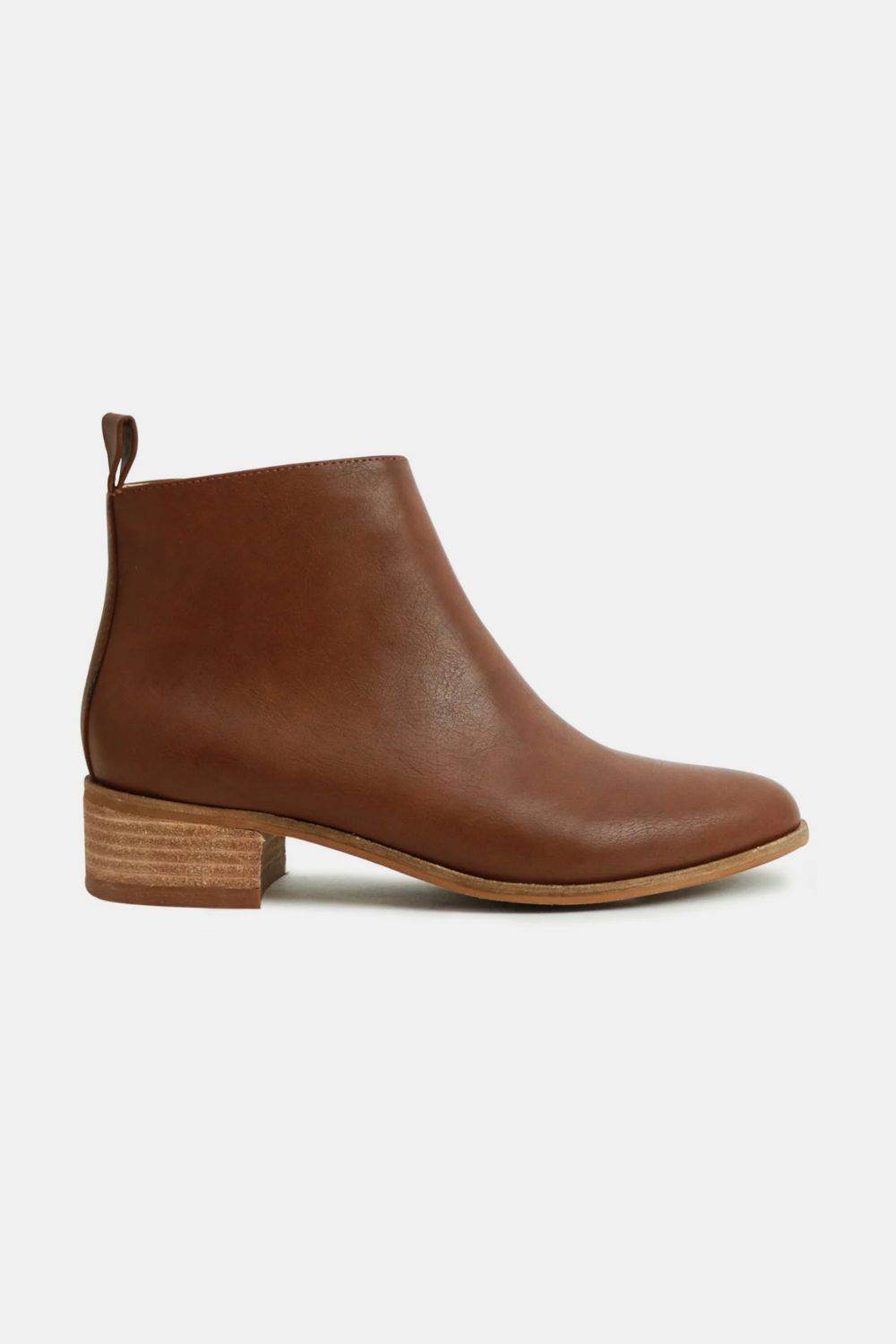 Beast Fashion Women's Brown PU Leather Block Heel Ankle Boots - Comfortable & Stylish for Fall Winter, Office, Party & Casual Wear