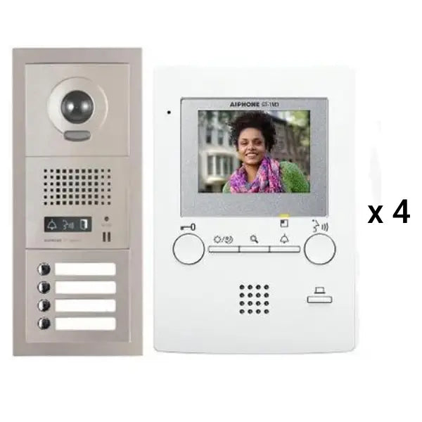 Aiphone GT 4V3 4-Unit Apartment Video Intercom System with 3.5