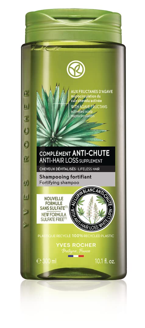 Yves Rocher Anti-Hair Loss Shampoo with Natural Ingredients - 300ml (10.1 fl oz) for Thicker, Stronger Hair - Perfect for Daily Hair Care & Scalp Nourishment