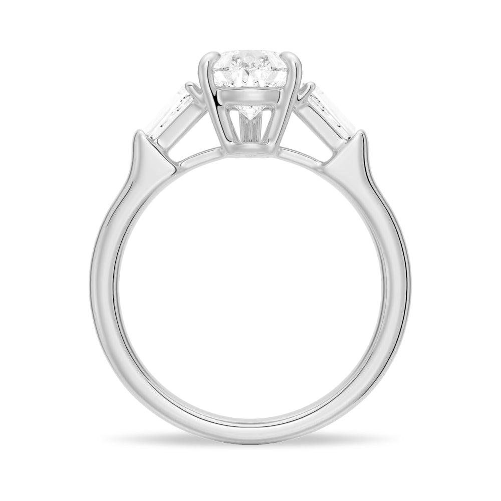 Exquisite Pear Shaped Moissanite Engagement Ring with Tapered Baguette Side Stones - Perfect for Proposals, Weddings & Anniversary Gifts