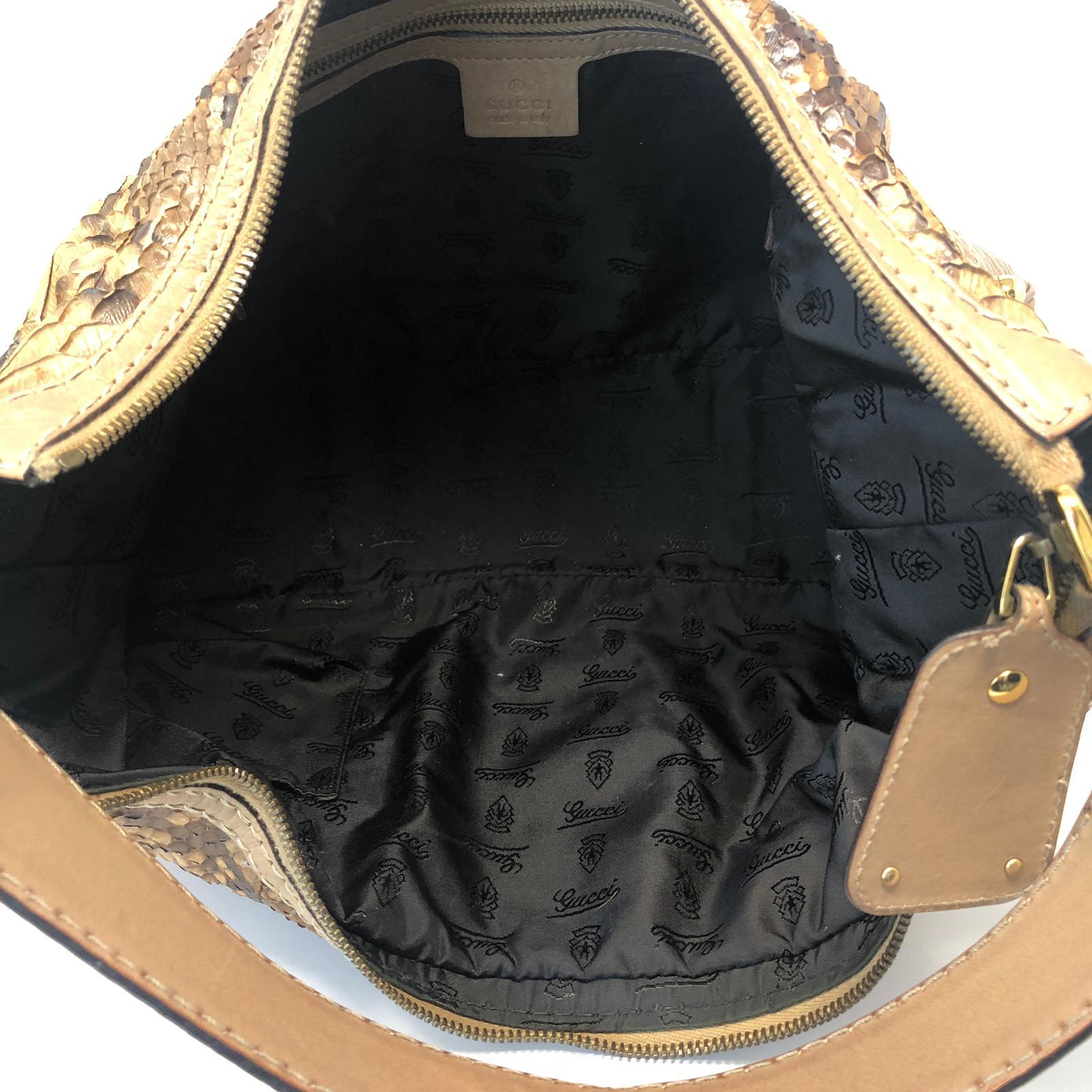 Gucci Brown Python Jockey Shoulder Bag for Women - Luxury Designer Handbag for Work, Travel & Evening Out