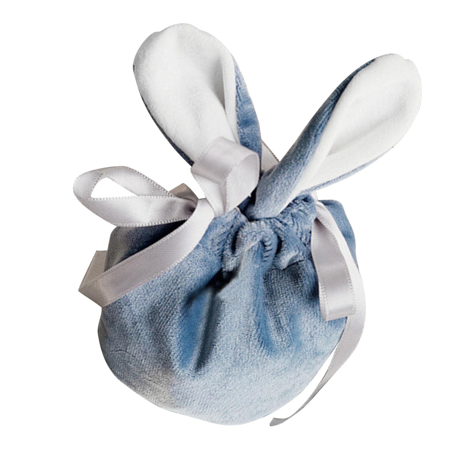 5-Piece Easter Bunny Velvet Gift Bags with Drawstring - Rabbit Ear Design for Easter Eggs, Candy & Cookie Packaging - Perfect for Easter Party Favors, Classroom Treats & Holiday Gift Giving