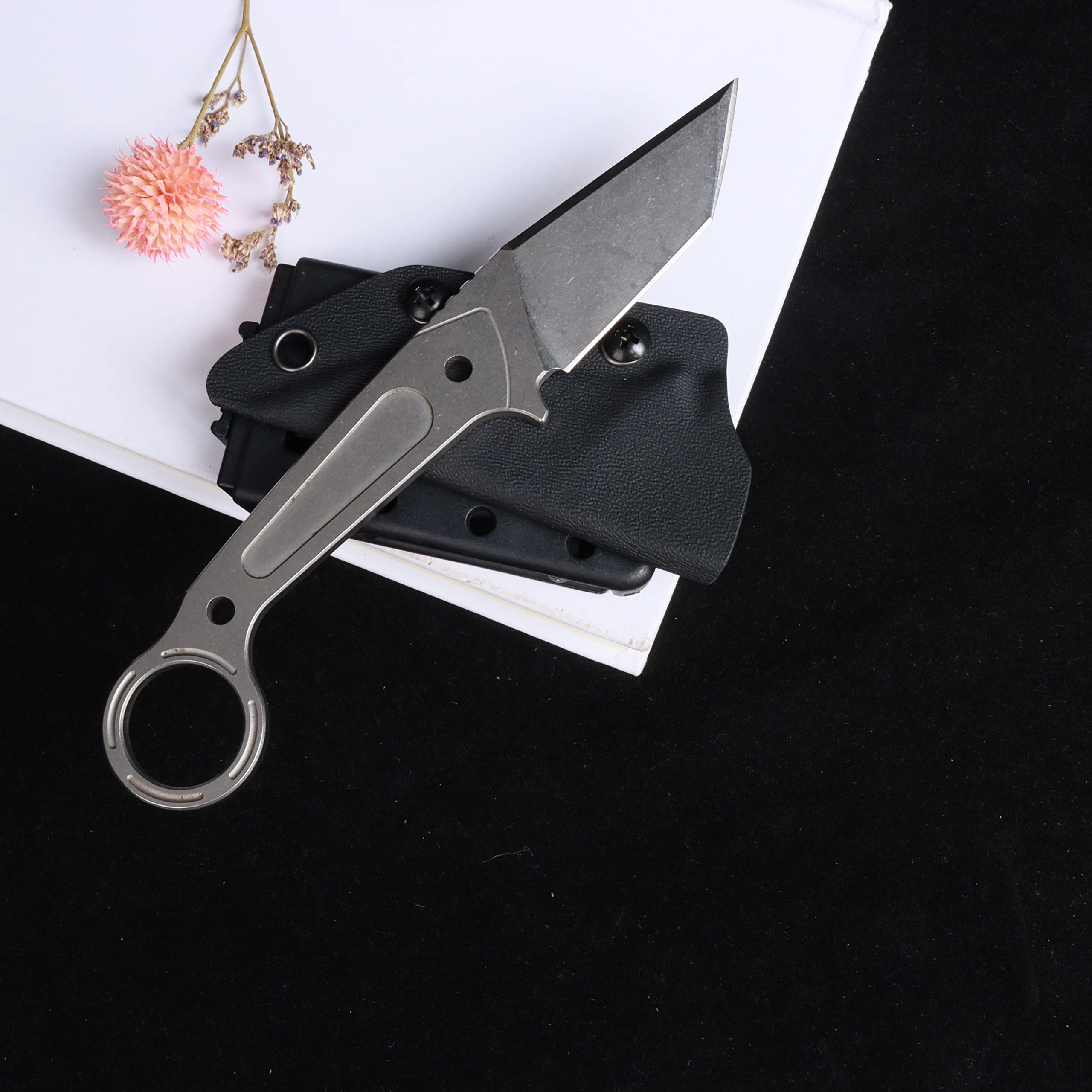 MASALONG Kni184 Fixed Blade Straight Knife - Survival Rescue Tool, Outdoor Camping Knife with Sheath - White - Perfect for Hiking, Hunting & Emergency Situations