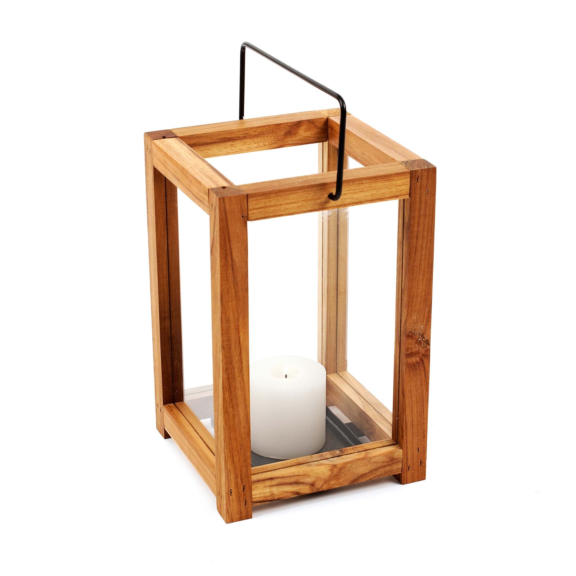 Takara Lantern - Natural Teak Wood Candle Holder for Home Decor, Wedding Centerpiece & Outdoor Lighting (Small Size)