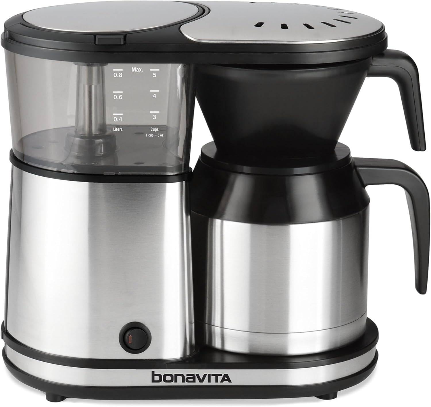 Bonavita BV1500TS 5 Cup Drip Coffee Maker - One-Touch Pour Over, Auto Pause Brewing, SCA Certified with Stainless Steel Thermal Carafe - Perfect for Home, Office & Small Kitchens - Dishwasher Safe Coffee Machine