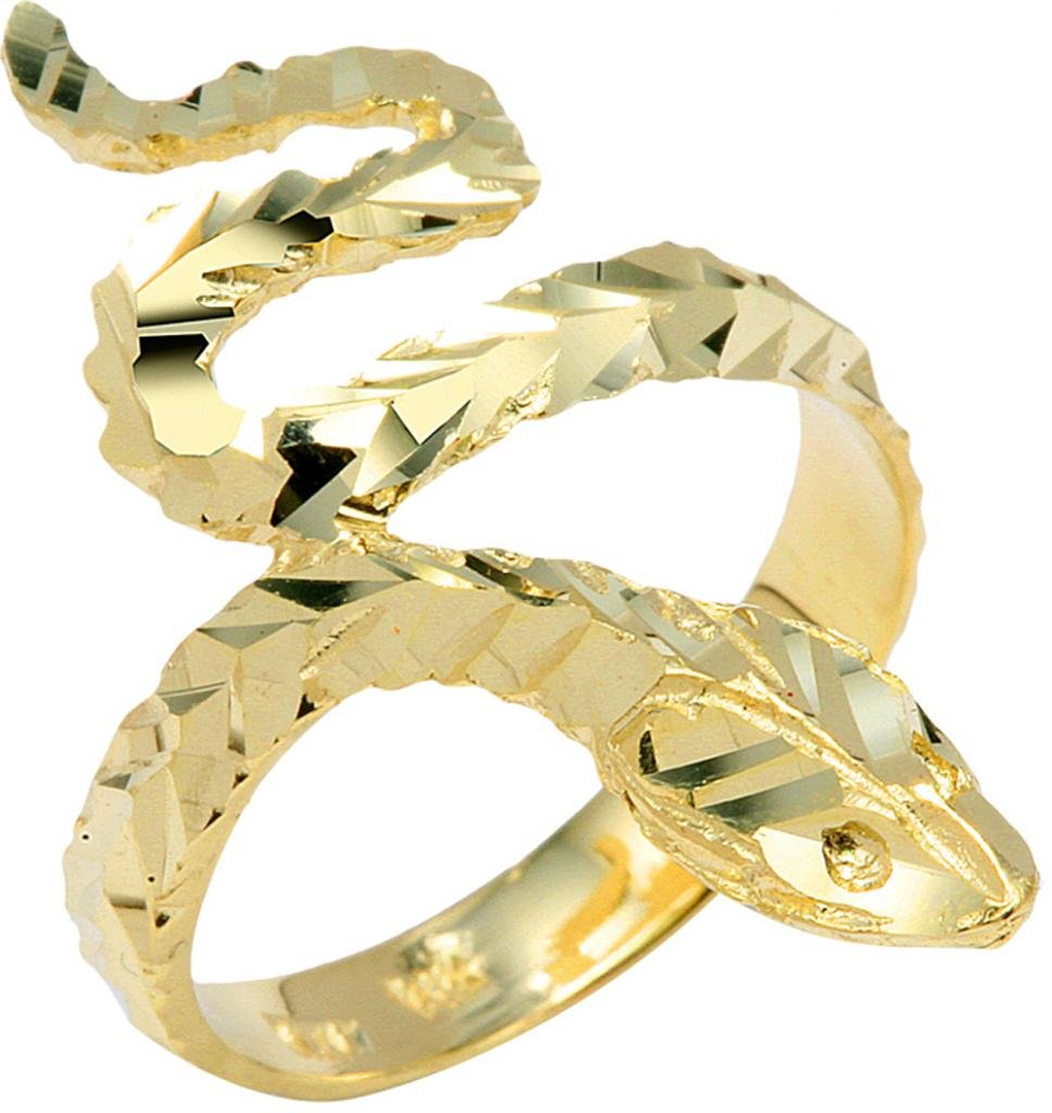 10K Yellow Gold Snake Scale Statement Ring for Women - Elegant Jewelry Gift for Birthday, Anniversary & Special Occasions