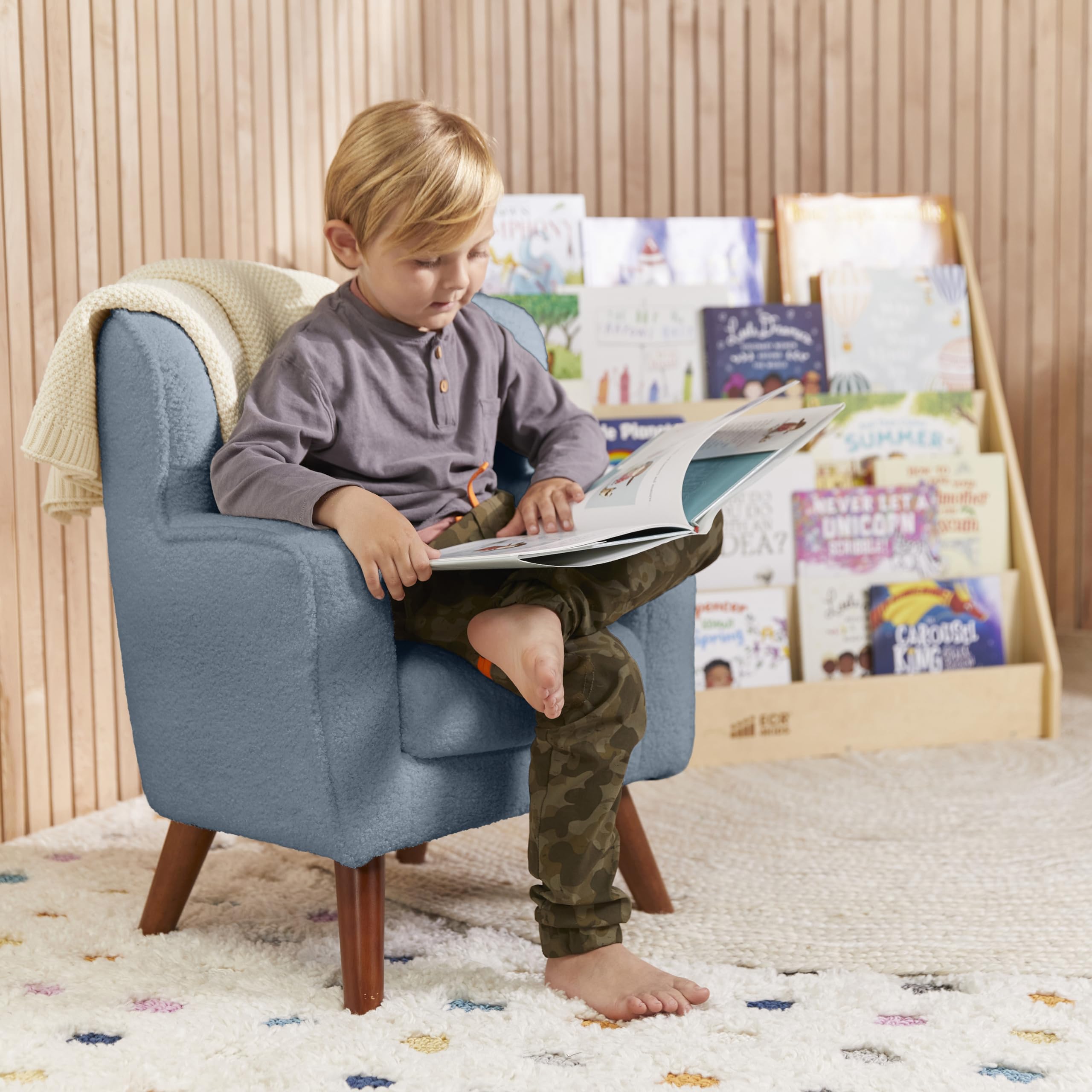 ECR4Kids Mila Arm Chair for Kids - Sturdy & Comfortable Peacock Blue Children's Chair - Perfect for Classrooms, Playrooms & Bedrooms