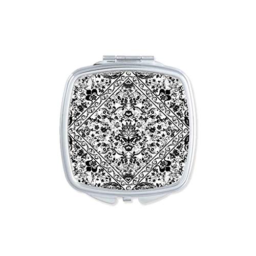 DIYthinker Baroque Pattern Compact Mirror - Double Sided Portable Makeup Mirror with Parallel Repeat Illustration Design | Perfect for Travel, Purse & Touch-Ups