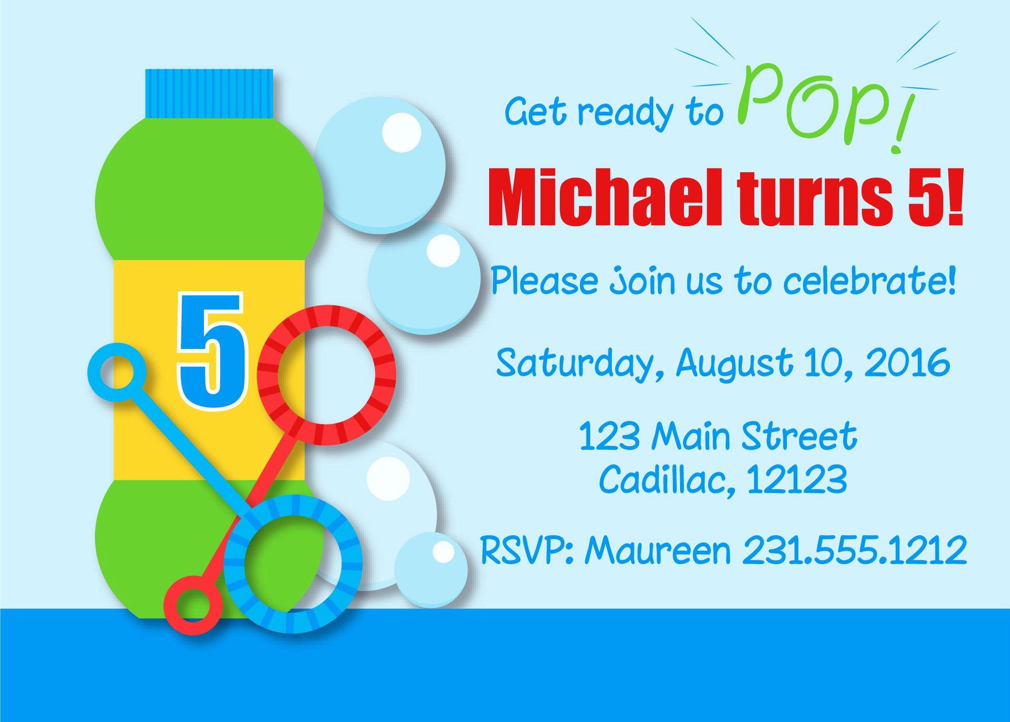 Custom Bubbles Birthday Party Invitations - Elegant & Fun Kids Birthday Invites for Boys & Girls - Perfect for Bubble Themed Parties & Celebrations