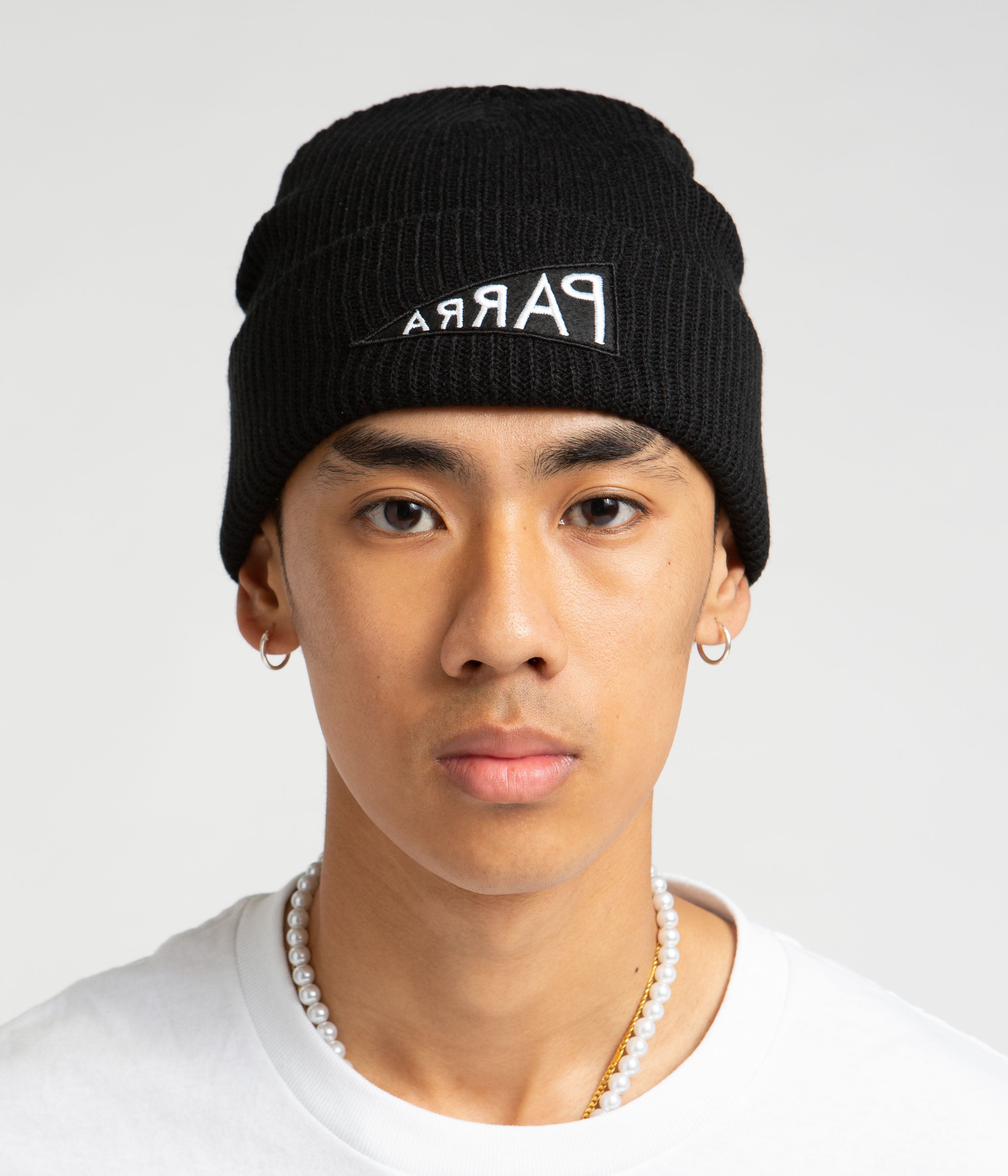Parra Mirrored Flag Logo Beanie - Black Winter Hat for Men & Women - Perfect for Skiing, Snowboarding & Cold Weather Fashion
