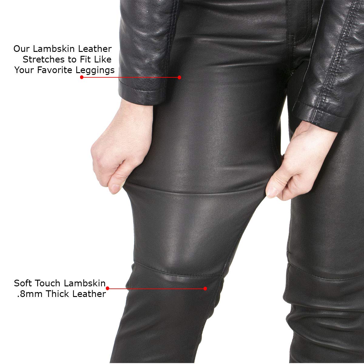 Milwaukee Leather MLL6690 'Sandy' Women’s Black Lambskin Stretch Leather Pants - Stylish & Comfortable Skinny Pants for Casual Wear, Night Out & Motorcycle Riding